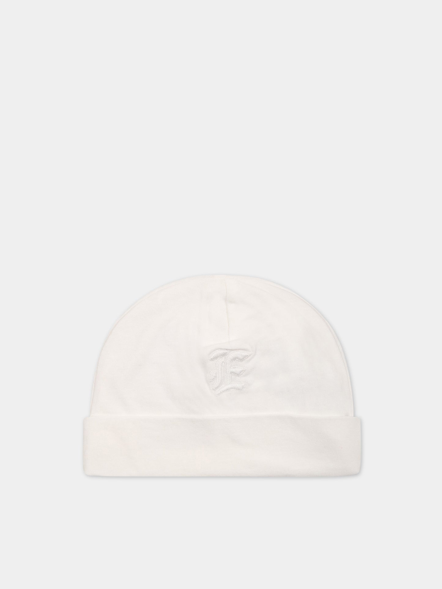 Cappello bianco per neonata con logo,Ermanno Scervino Junior,SNCP001C JE199 0001