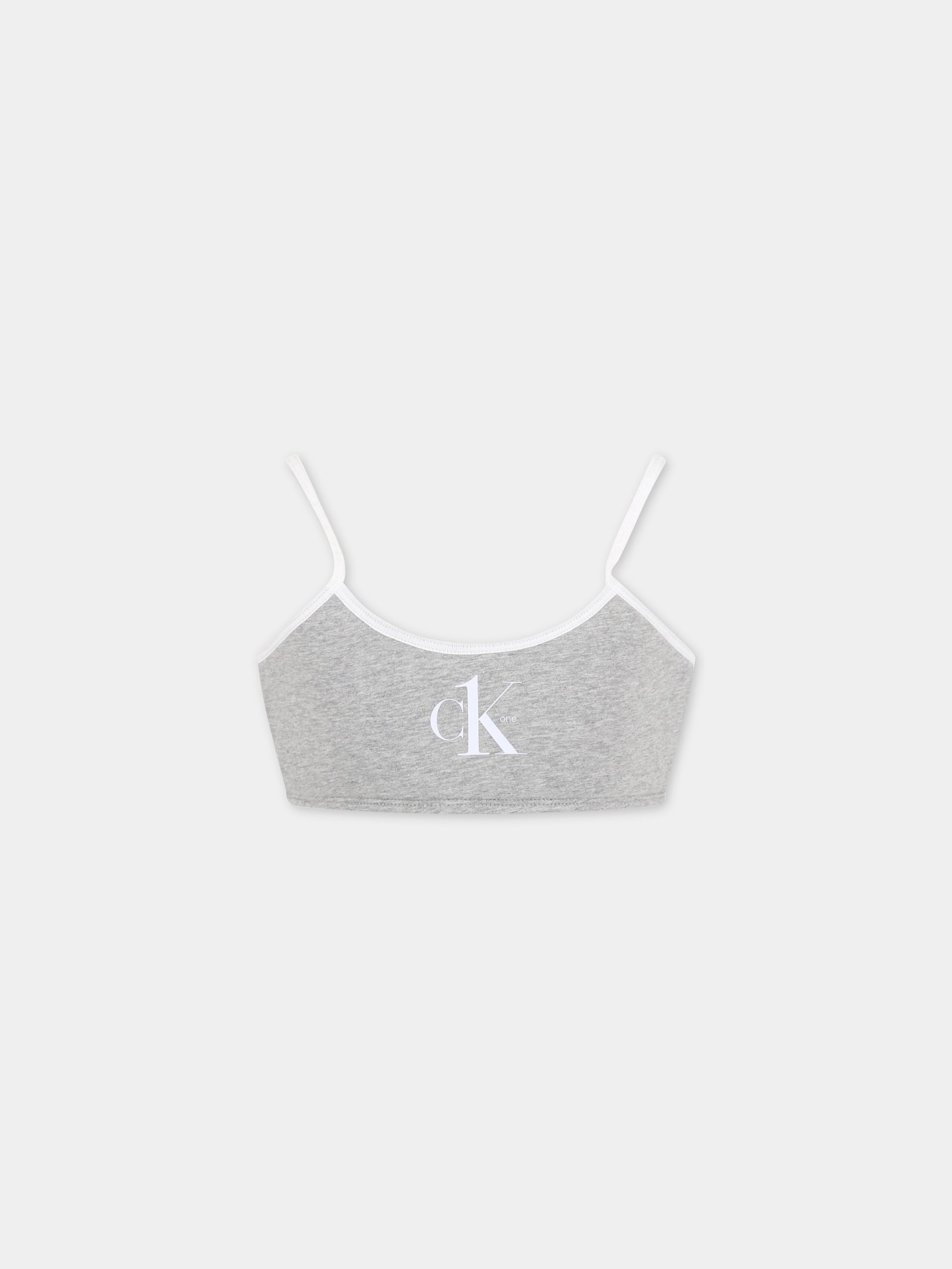 Top grigio per bambina,Calvin Klein Kids,G80G800538 P6S