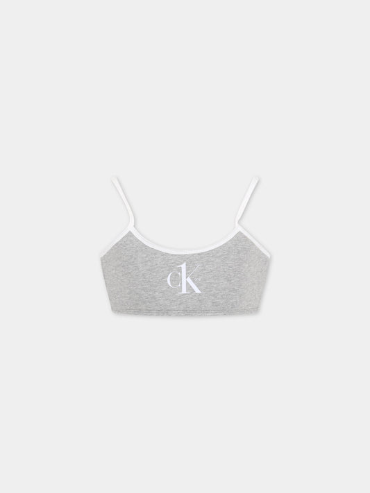 Top grigio per bambina,Calvin Klein Kids,G80G800538 P6S