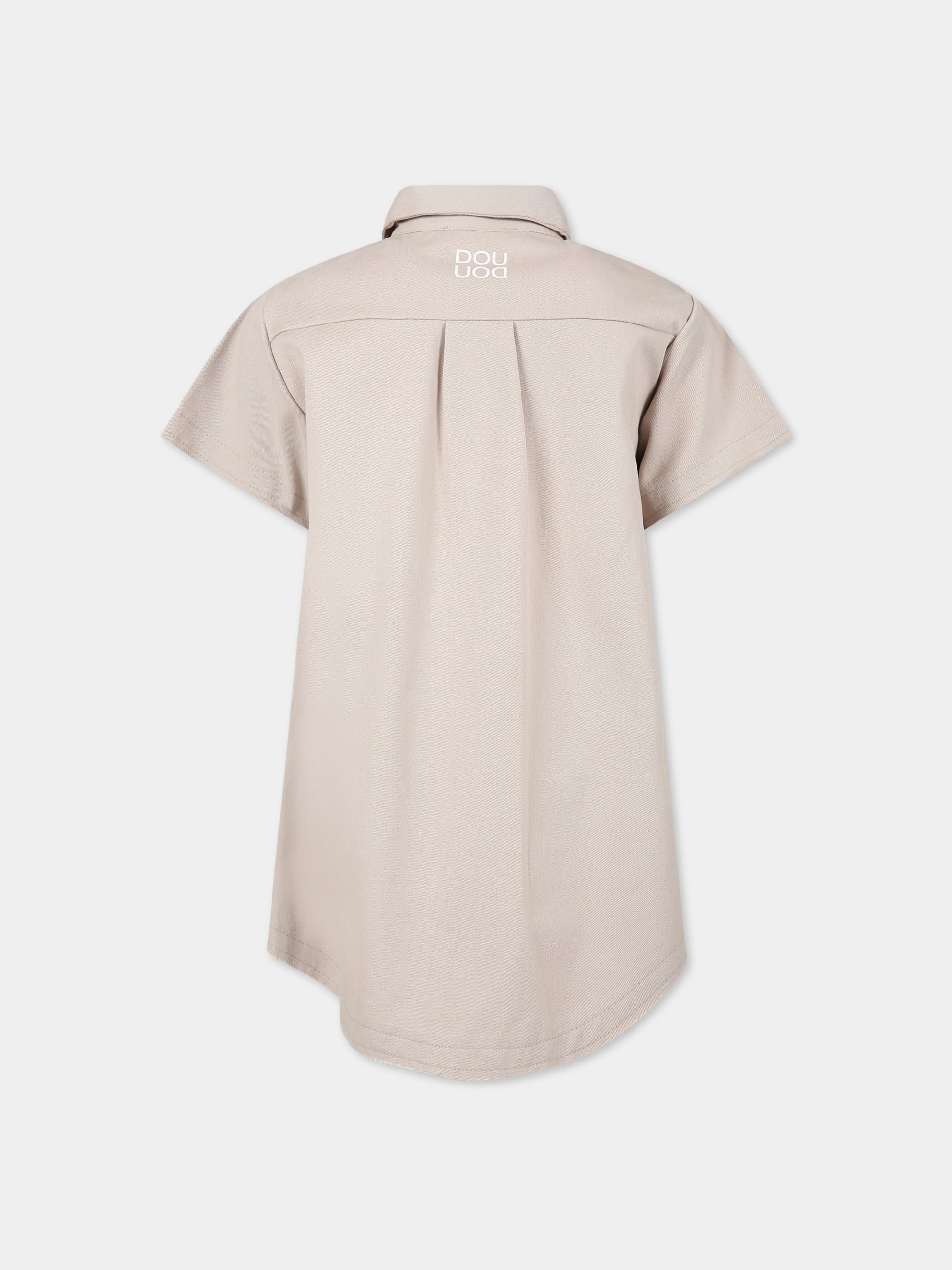 Vestito beige per bambina con logo,Douuod Kids,DS1A81 G0073 114