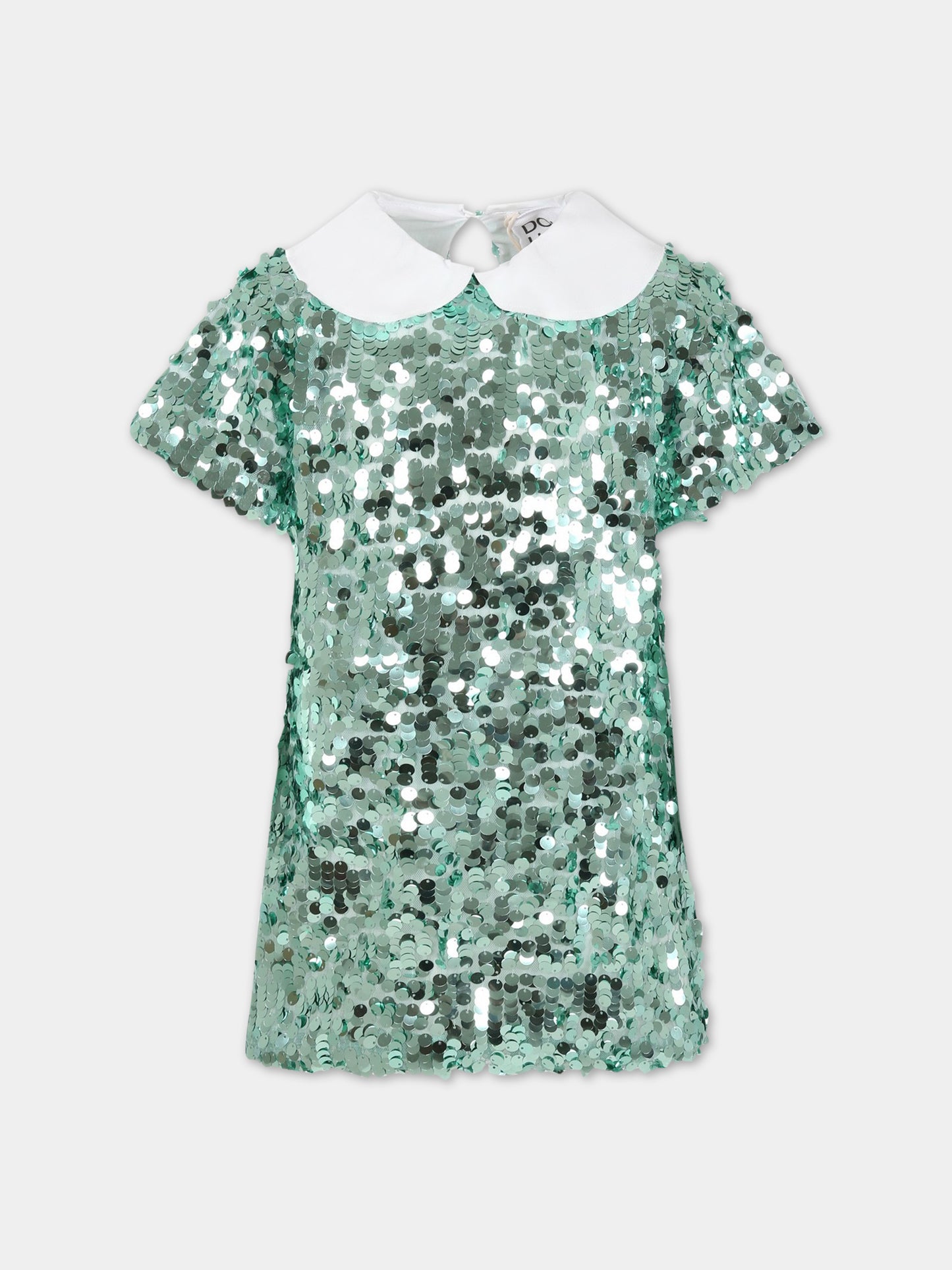 Vestito verde per bambina con paillettes,Douuod Kids,DS1B01 U0078 708