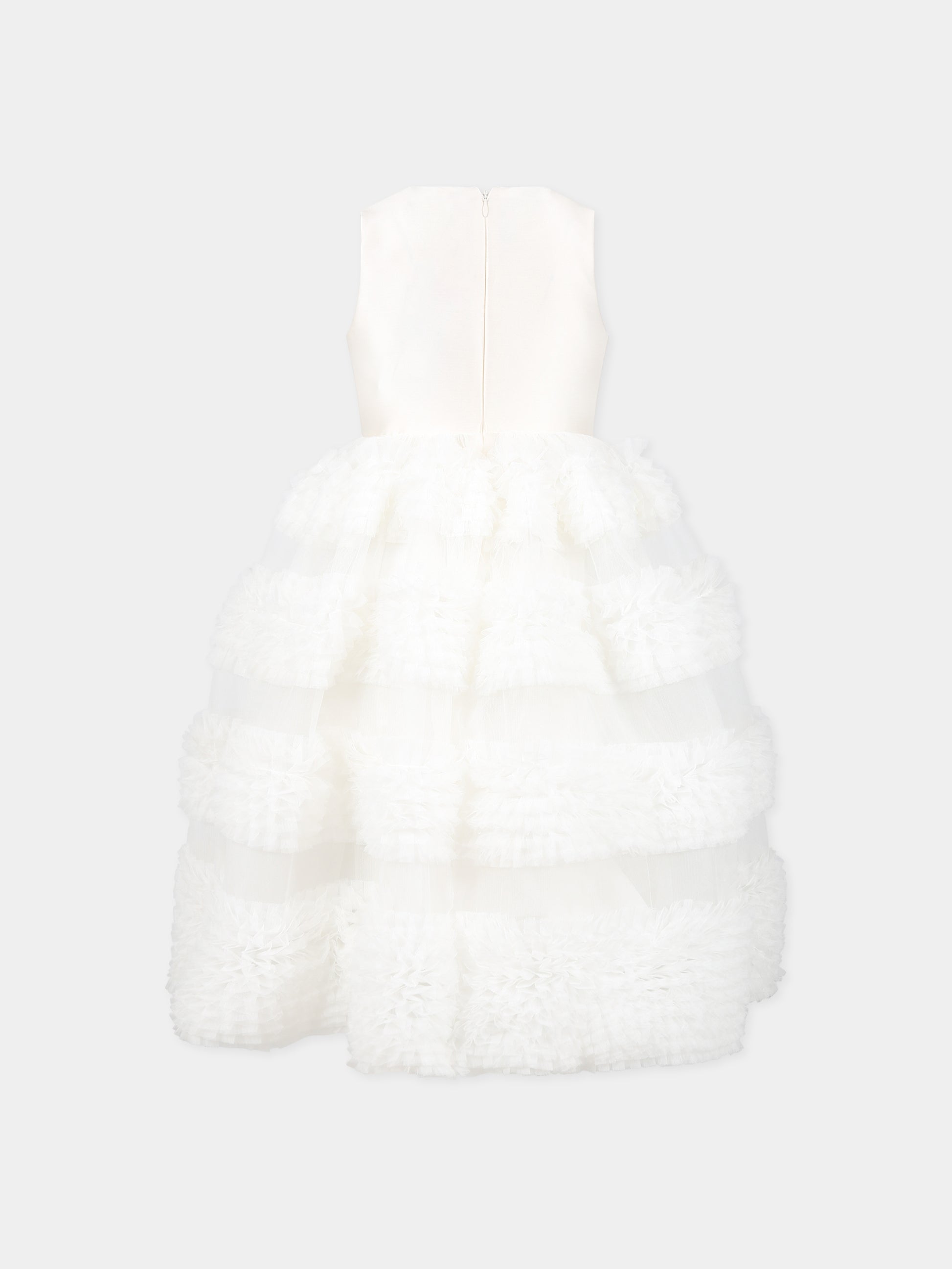 Vestito bianco per bambina con logo,Elie Saab,LS1A82 T0047 100