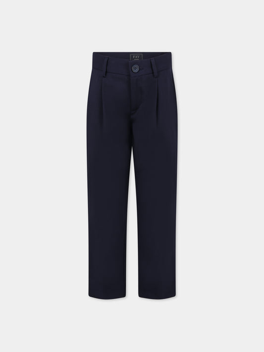 Pantaloni blu per bambino con logo,Fay Kids,FS6Q10 I0142 621