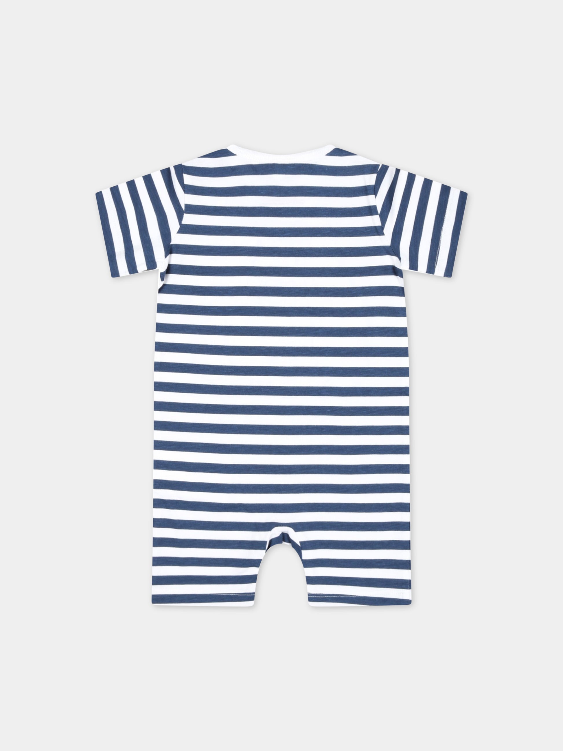 Pagliaccetto multicolor a righe per neonato con scimpanzé,Stella Mccartney Kids,TSA541 Z1111 100BL