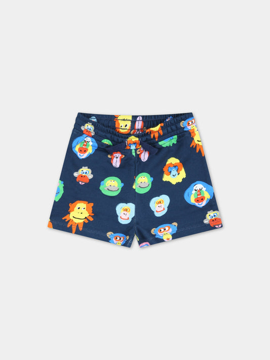 Shorts blu per neonato con animali,Stella Mccartney Kids,TS6689 Z1077 620MC