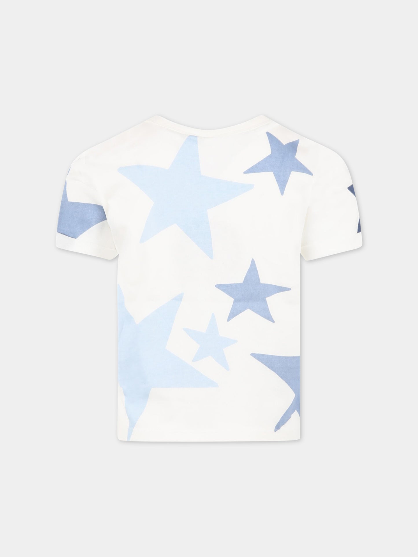 T-shirt bianca per bambina con stelle e logo,Stella Mccartney Kids,TS8C11 Z0913 101MC