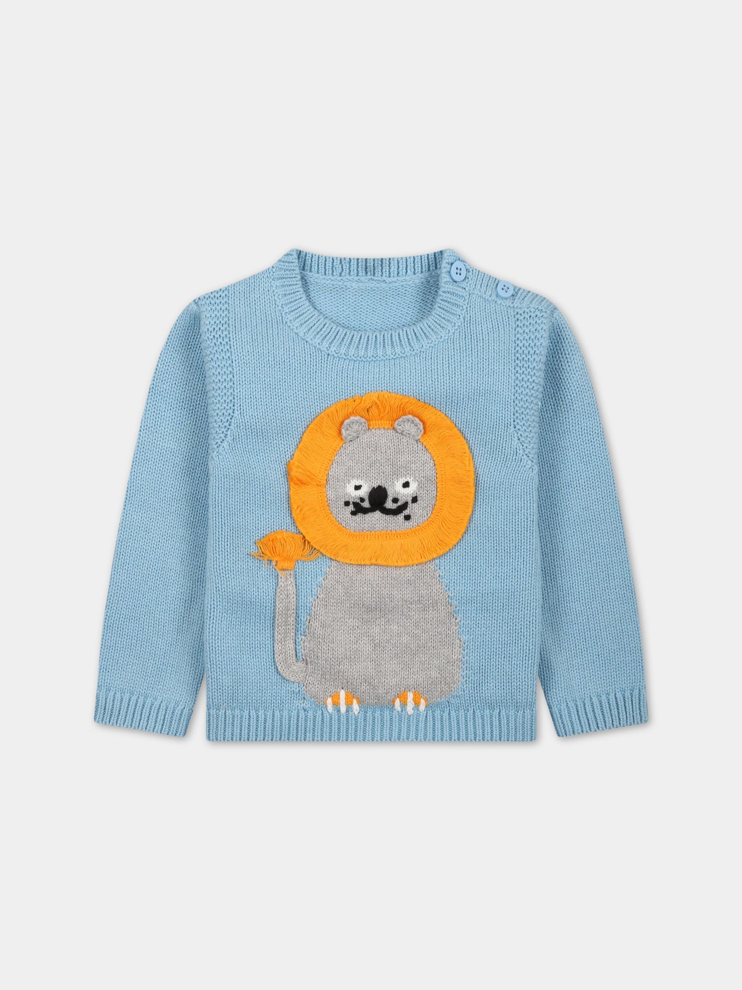Maglione celeste per neonato con leone,Stella Mccartney Kids,TS9510 Z1144 606