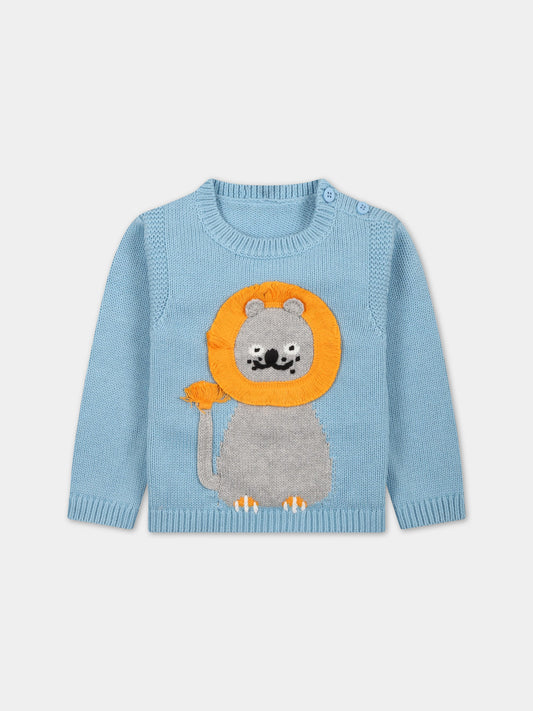 Maglione celeste per neonato con leone,Stella Mccartney Kids,TS9510 Z1144 606