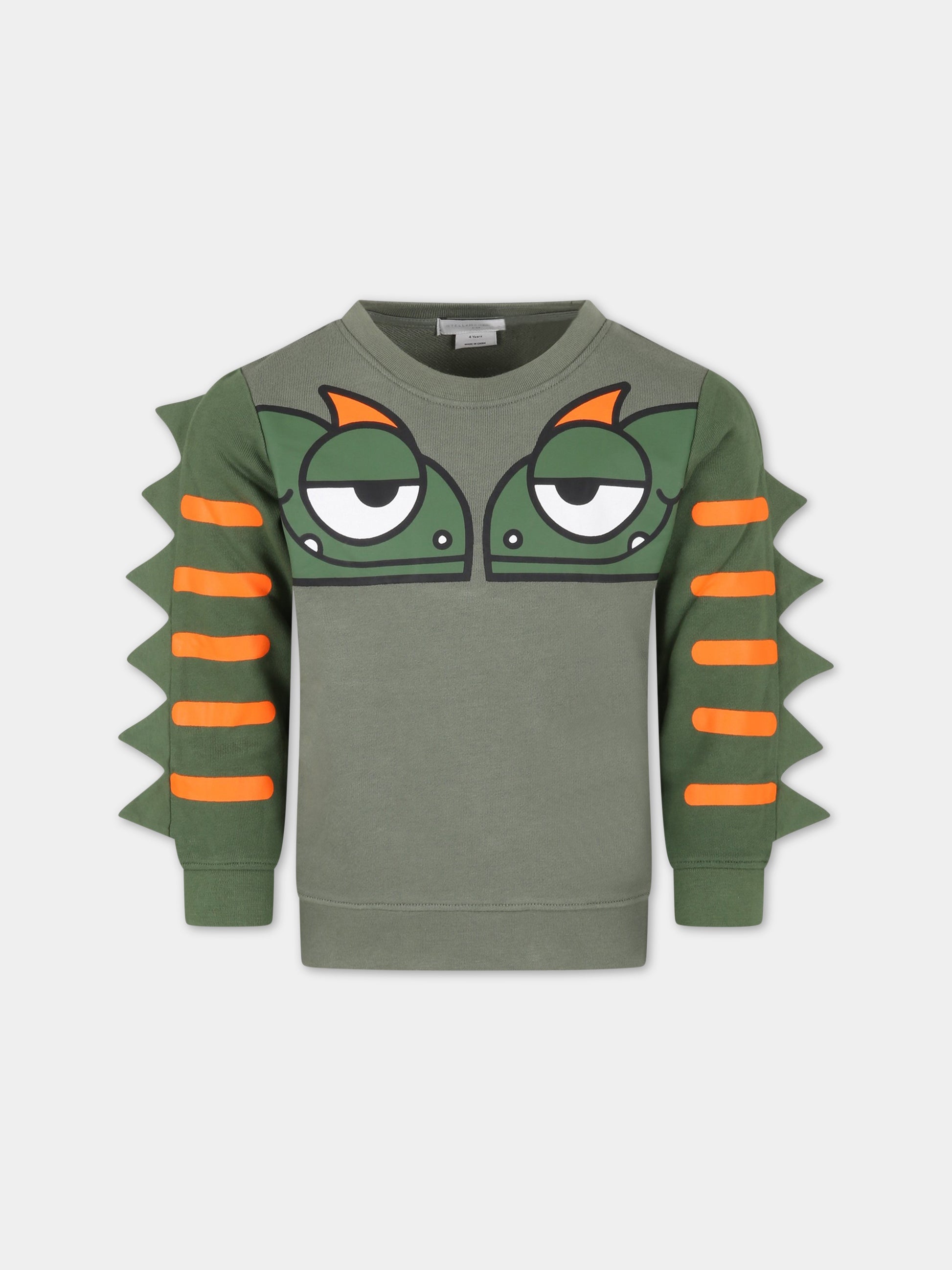 Felpa verde per bambino con camaleonti,Stella Mccartney Kids,TS4P60 Z0499 718