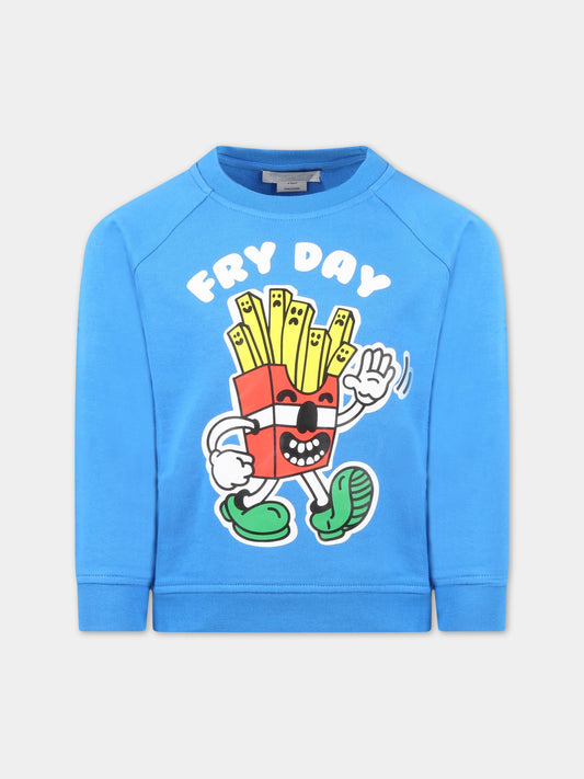 Felpa azzurra per bambino con patatine,Stella Mccartney Kids,TS4Q80 Z0499 611