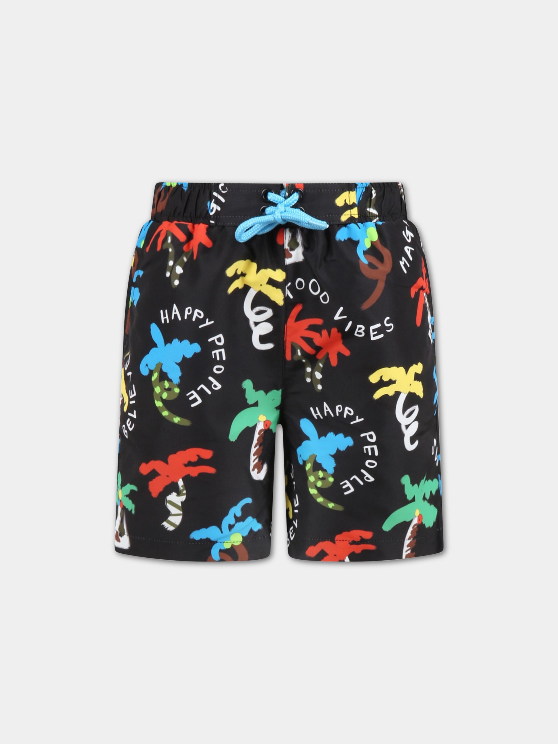 Boxer-mare neri per bambino con palme,Stella Mccartney Kids,TSCP39 Z0987 930MC