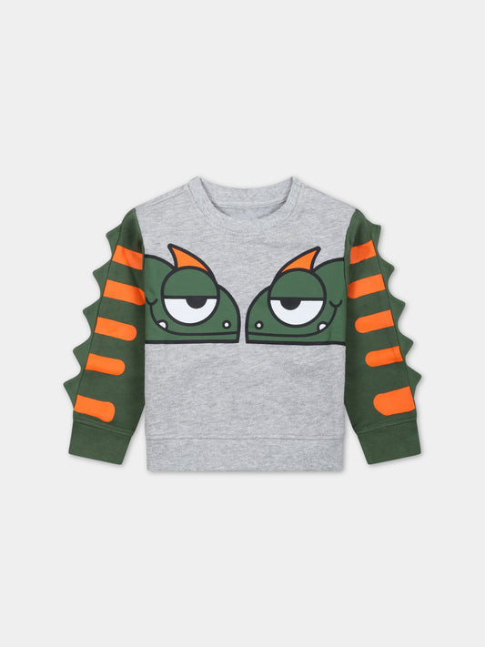 Felpa grigia per neonato con camaleonti,Stella Mccartney Kids,TS4550 Z0499 904