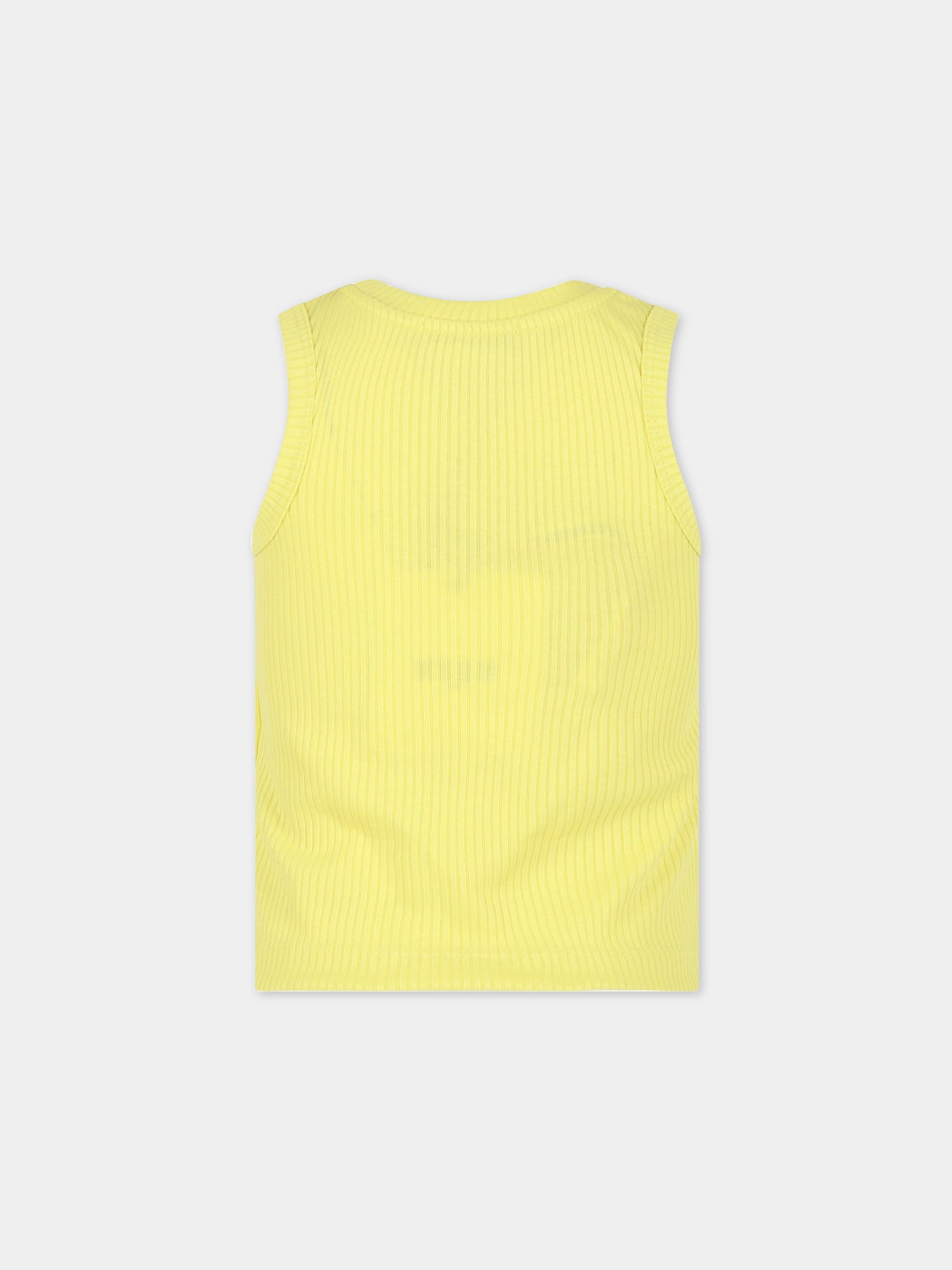 Canotta gialla per bambina con logo rosa,Msgm Kids,MS029483 020