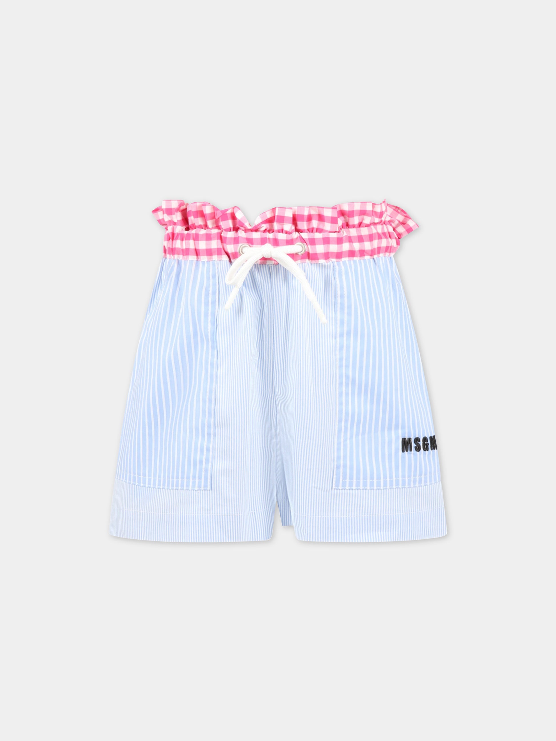 Shorts multicolor per bambina con logo nero,Msgm Kids,MS029431 200