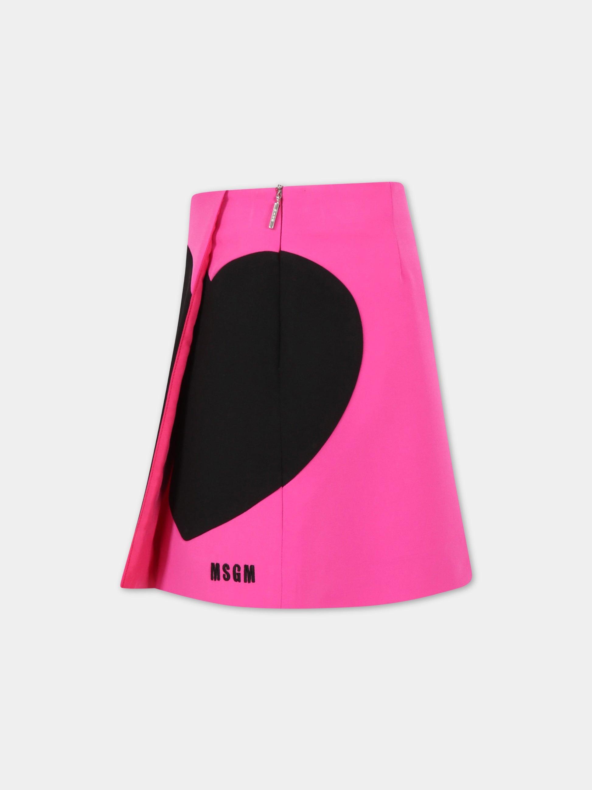 Gonna fucsia per bambina con logo e cuore,Msgm Kids,MS029423 044