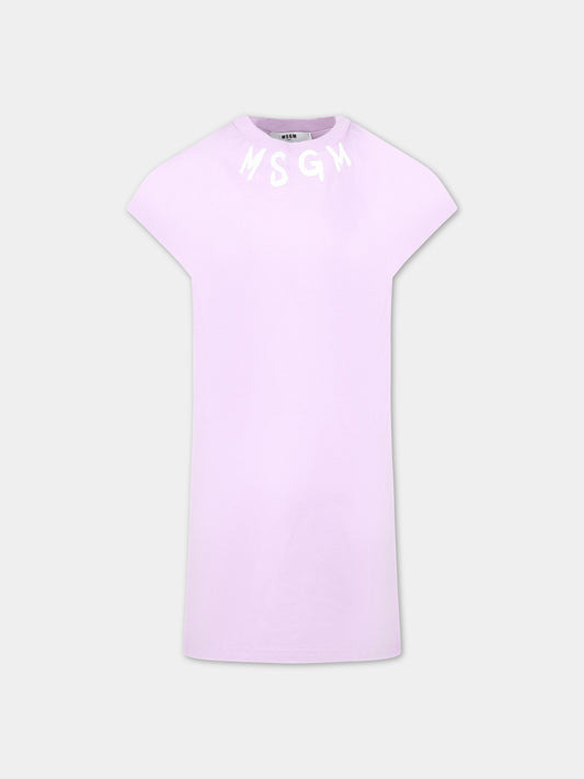 Vestito viola per bambina con logo bianco,Msgm Kids,MS029340 071