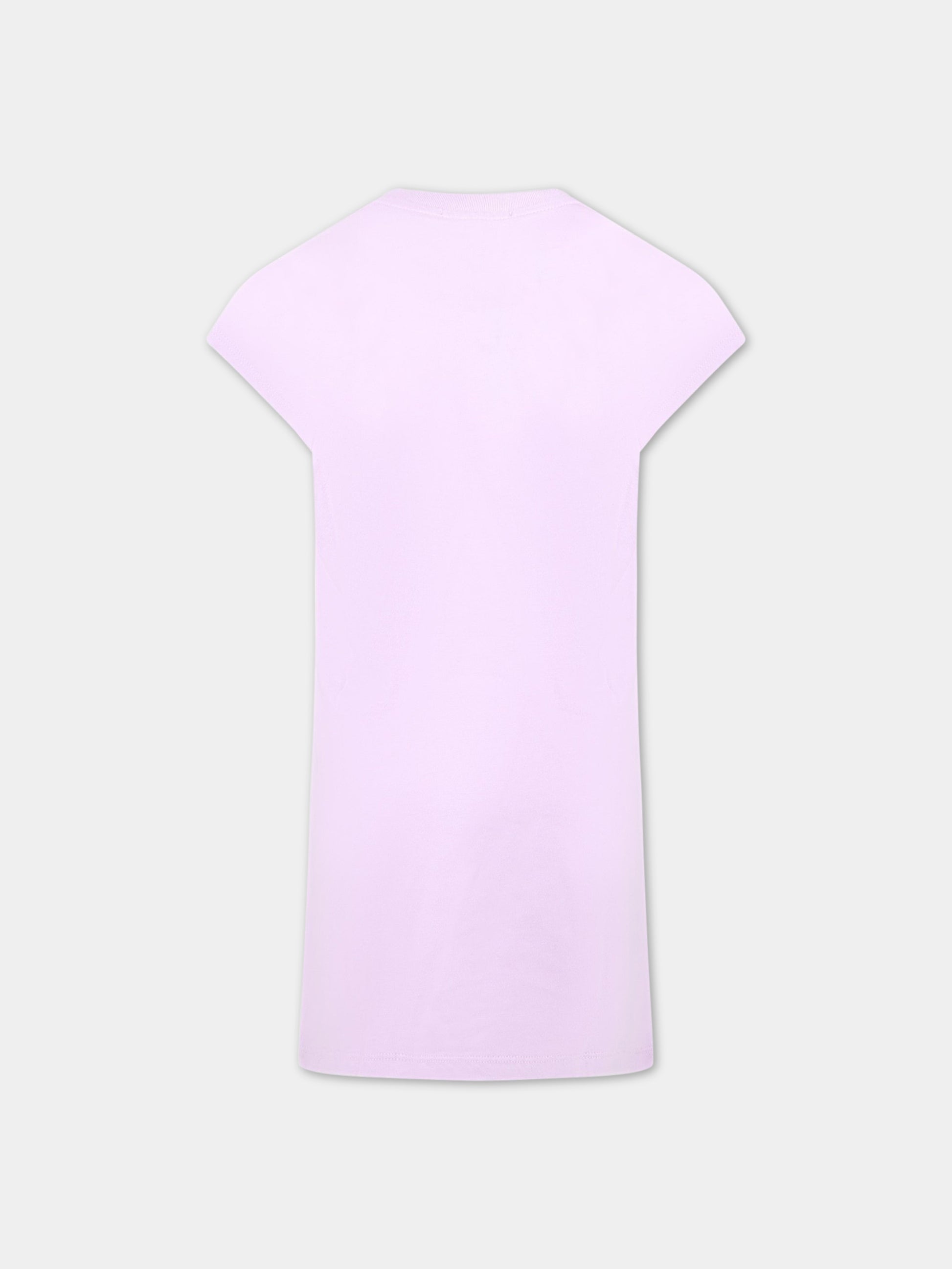 Vestito viola per bambina con logo bianco,Msgm Kids,MS029340 071