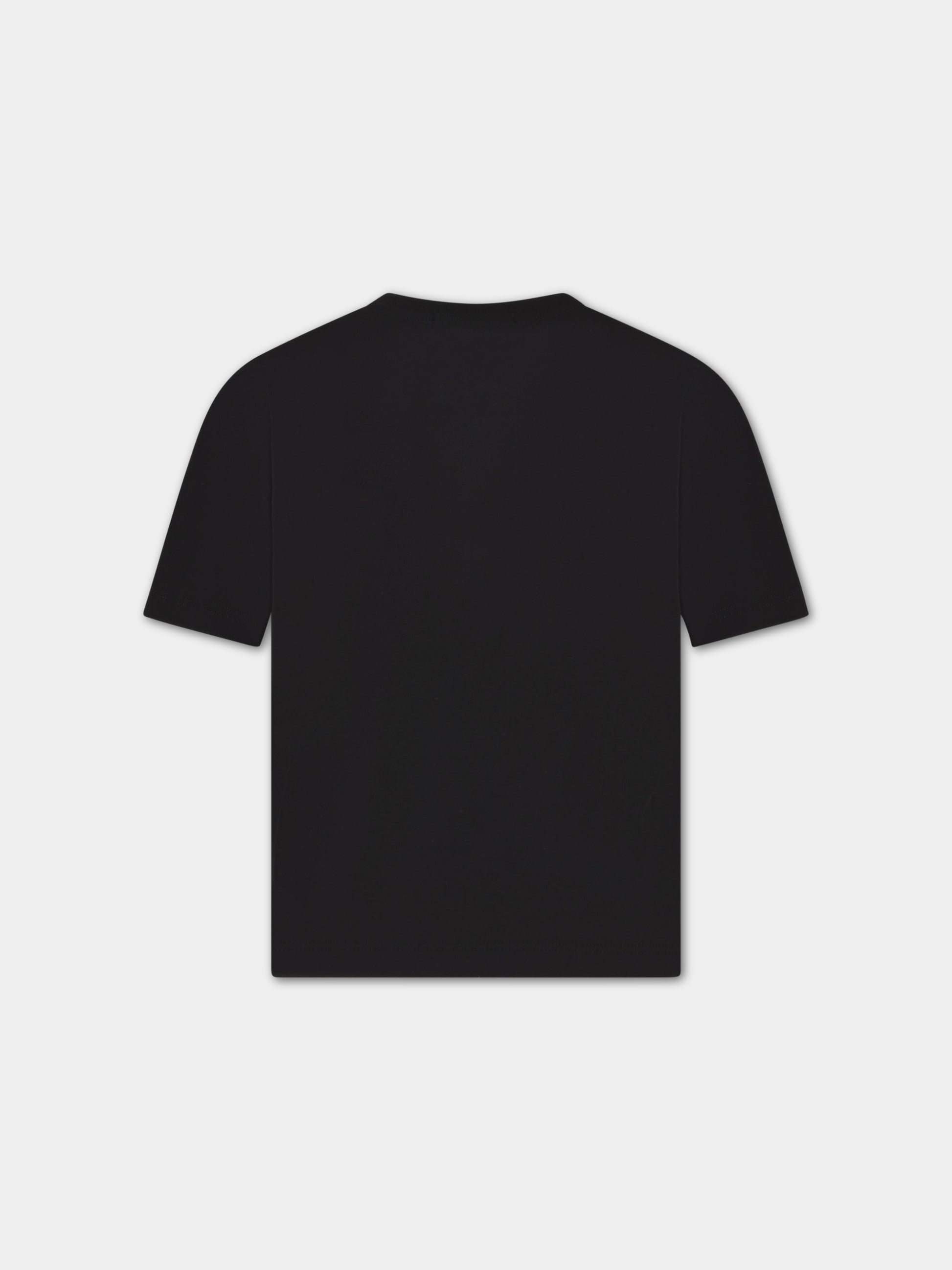 T-shirt nera per bambini con logo multicolor,Msgm Kids,MS029319 110