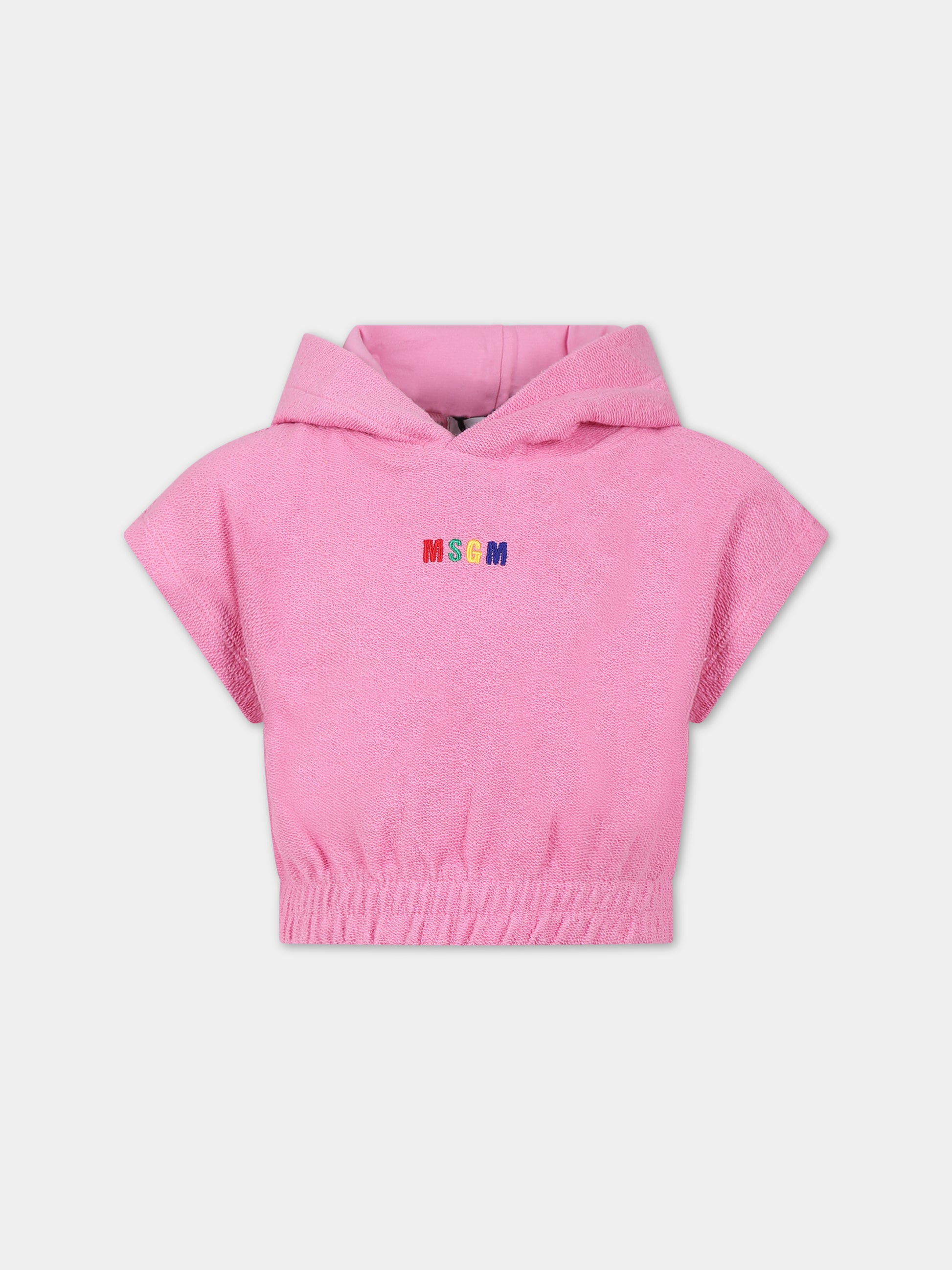 Felpa viola per bambina con logo multicolor,Msgm Kids,MS029337 071