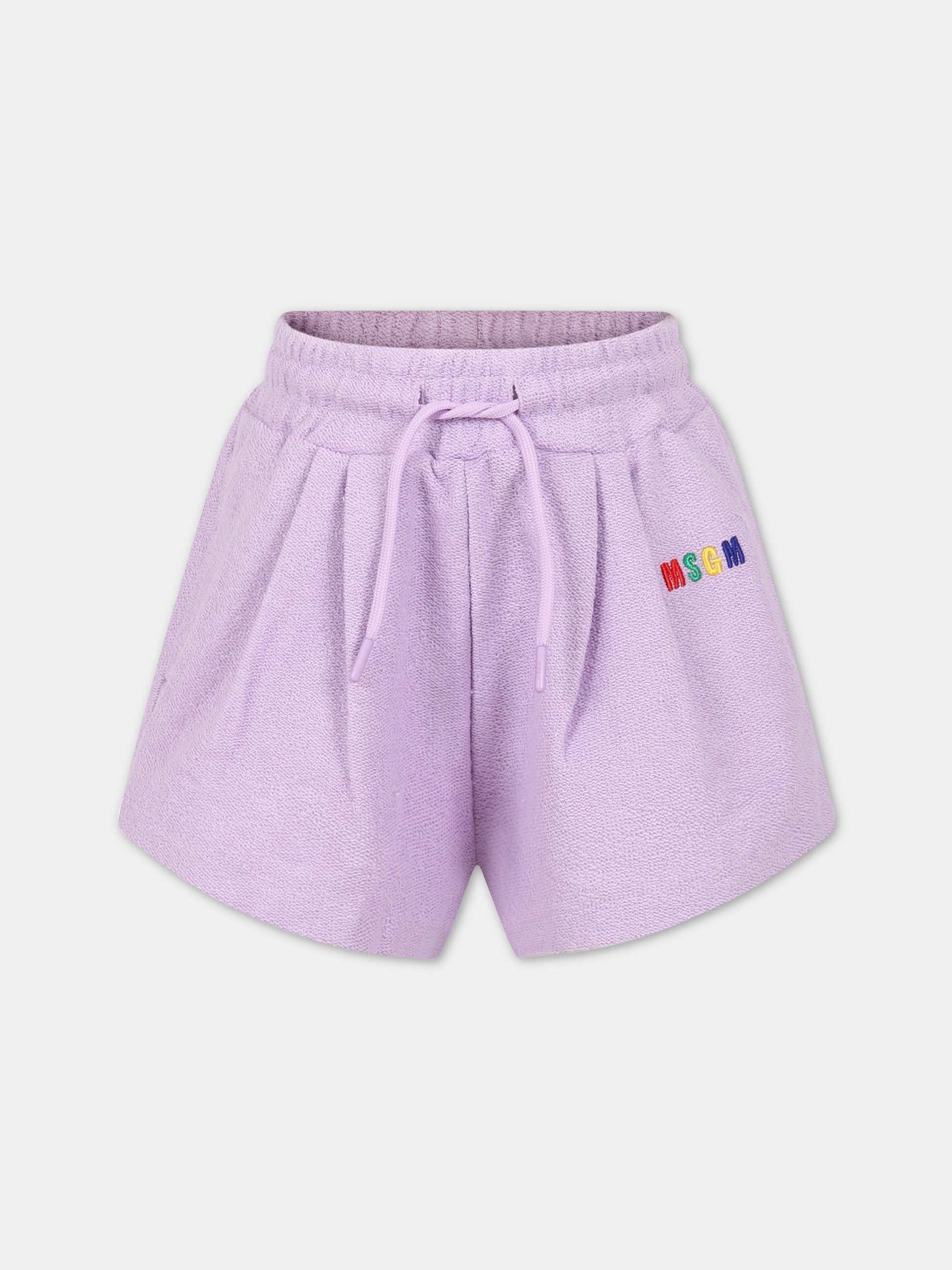 Shorts casual viola per bambina,Msgm Kids,MS029338 071
