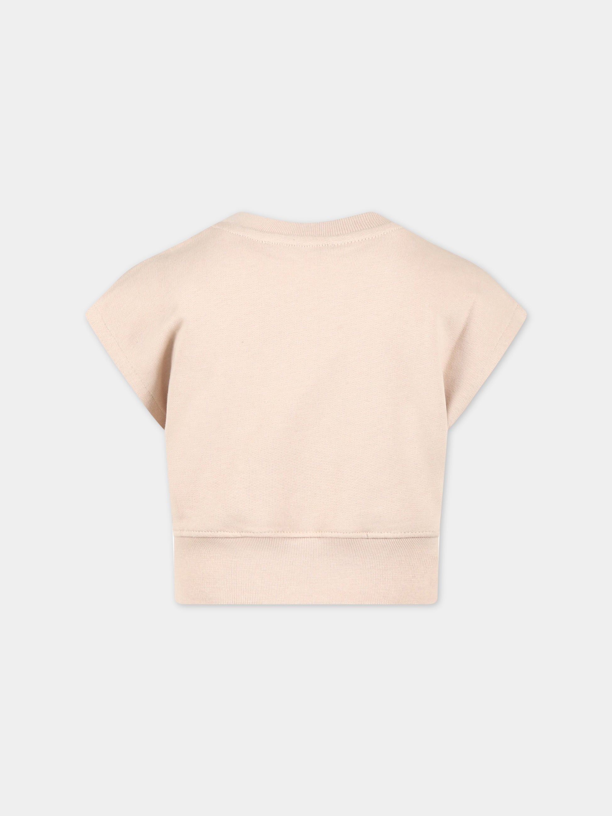 Felpa beige per bambino con logo bianco,Msgm Kids,MS029462 015
