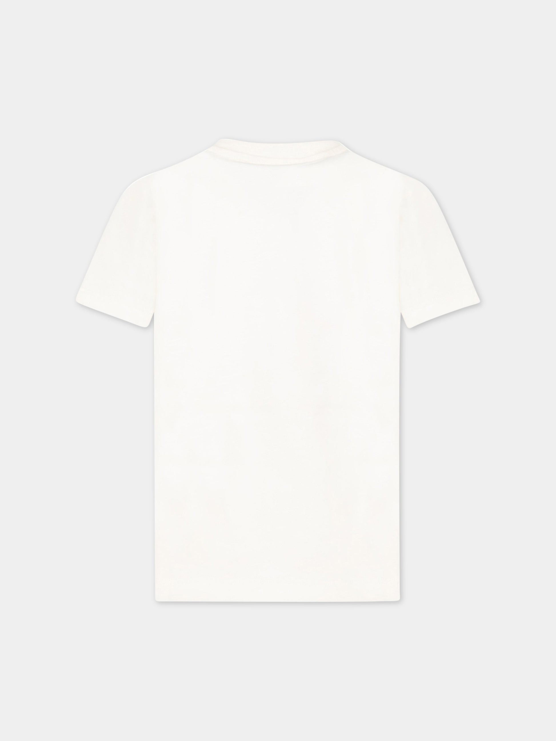 T-shirt avorio per bambini con logo nero,Msgm Kids,MS029501 013