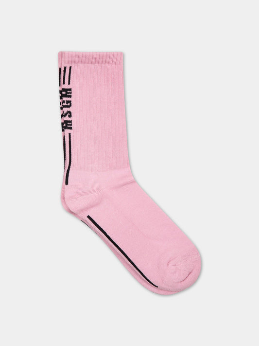 Calze rosa per bambino con logo,Msgm Kids,MS029347 042
