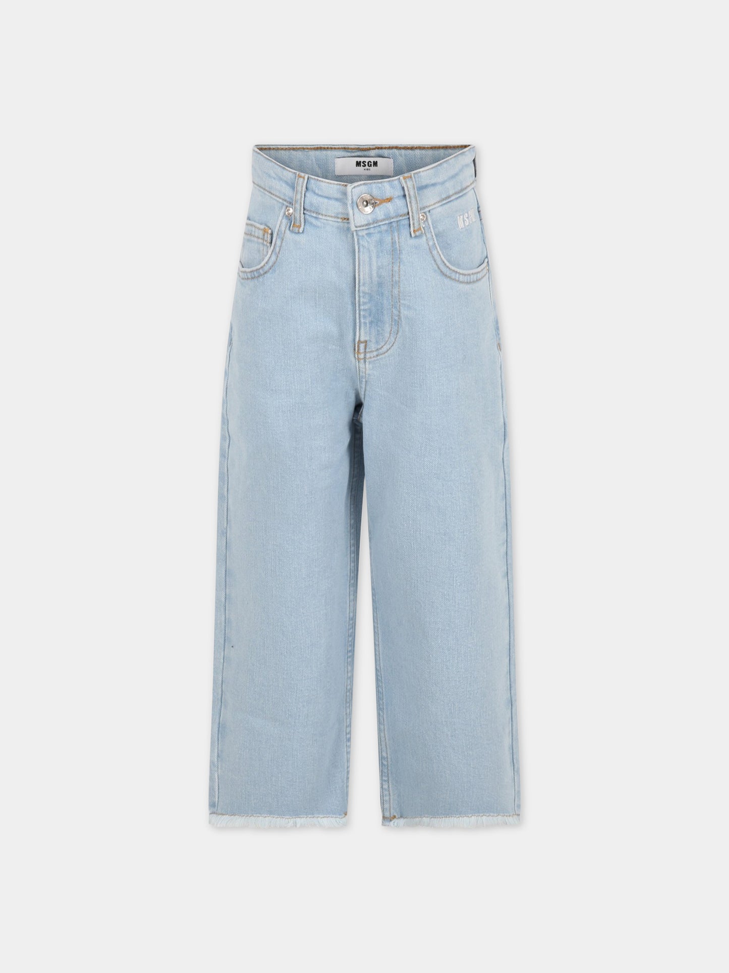 Jeans celesti per bambina con logo,Msgm Kids,MS029379 126