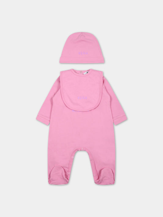 Set rosa per neonata con logo viola,Msgm Kids,MS029364 042