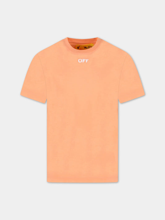 T-shirt arancione per bambina con logo bianco,Off White,OGAA001S23JER0022101