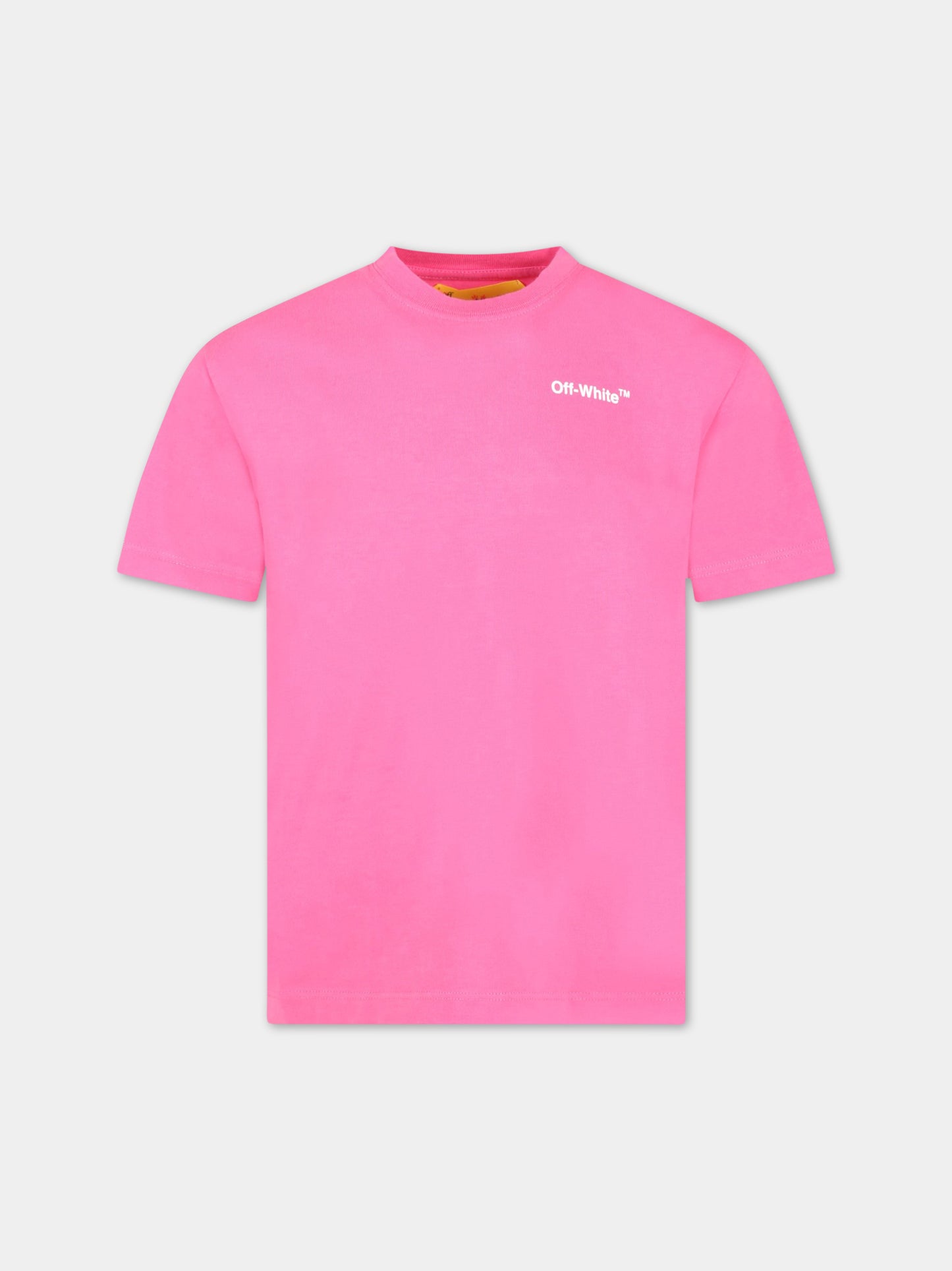 T-shirt fucsia per bambina con logo bianco,Off White,OGAA001S23JER0013201