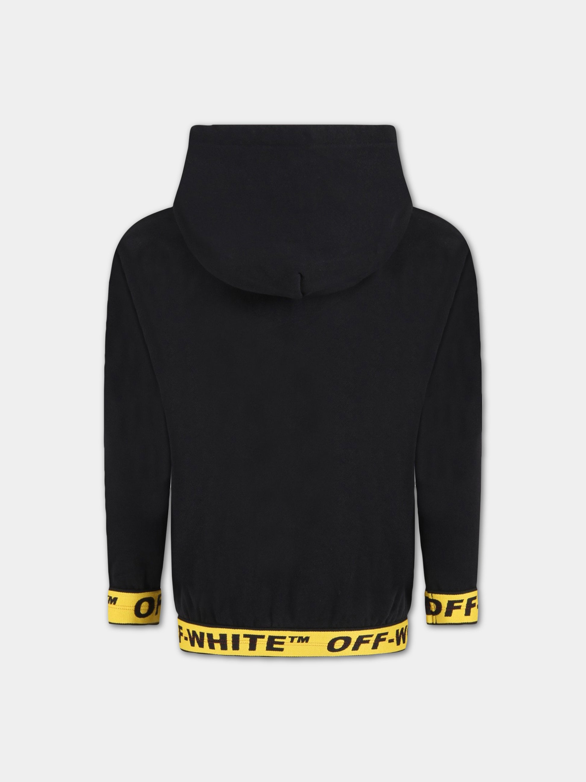 Felpa nera per bambino con logo bianco,Off White,OBBB004C99FLE0011018