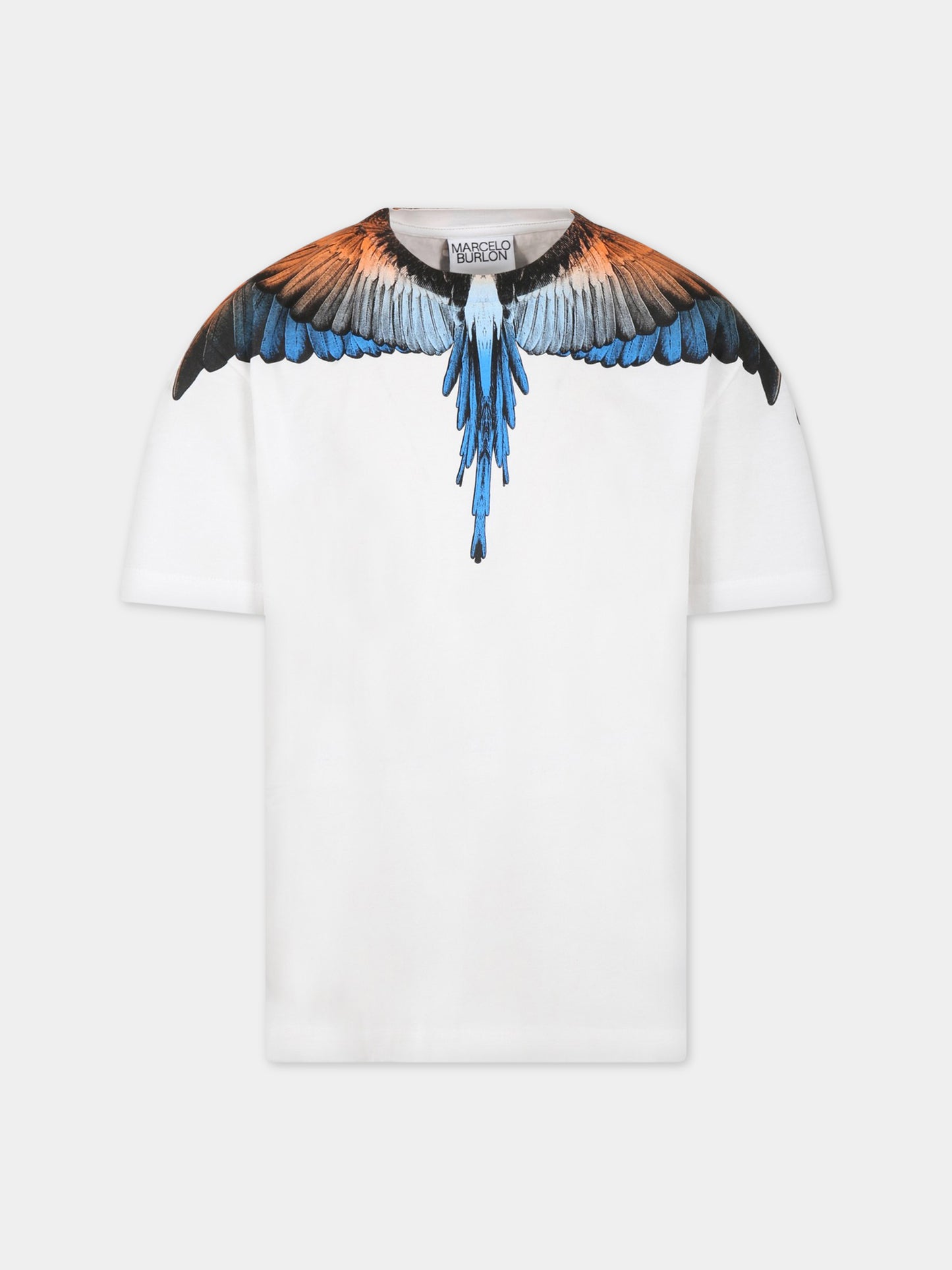 T-shirt bianca per bambino con iconiche ali,Marcelo Burlon Kids,CBAA001S23JER0020120