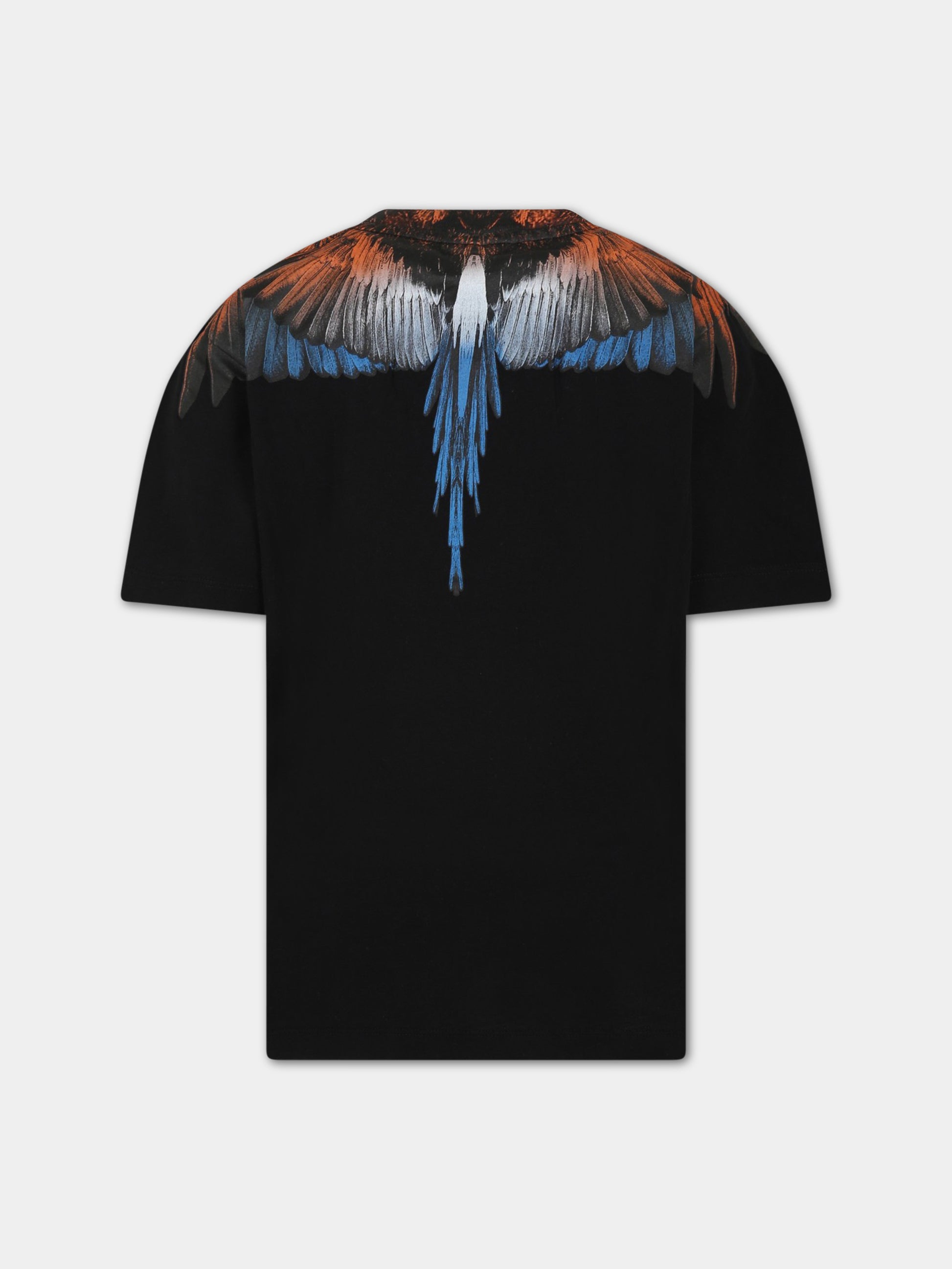 T-shirt nera per bambino con iconiche ali,Marcelo Burlon Kids,CBAA001S23JER0021020