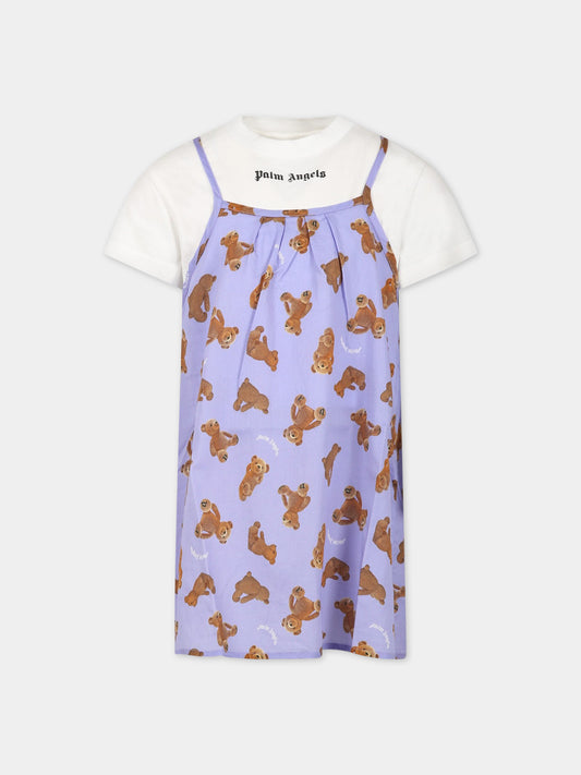 Completo multicolor per bambina con logo e stampa,Palm Angels,PGDB020S23FAB0010136