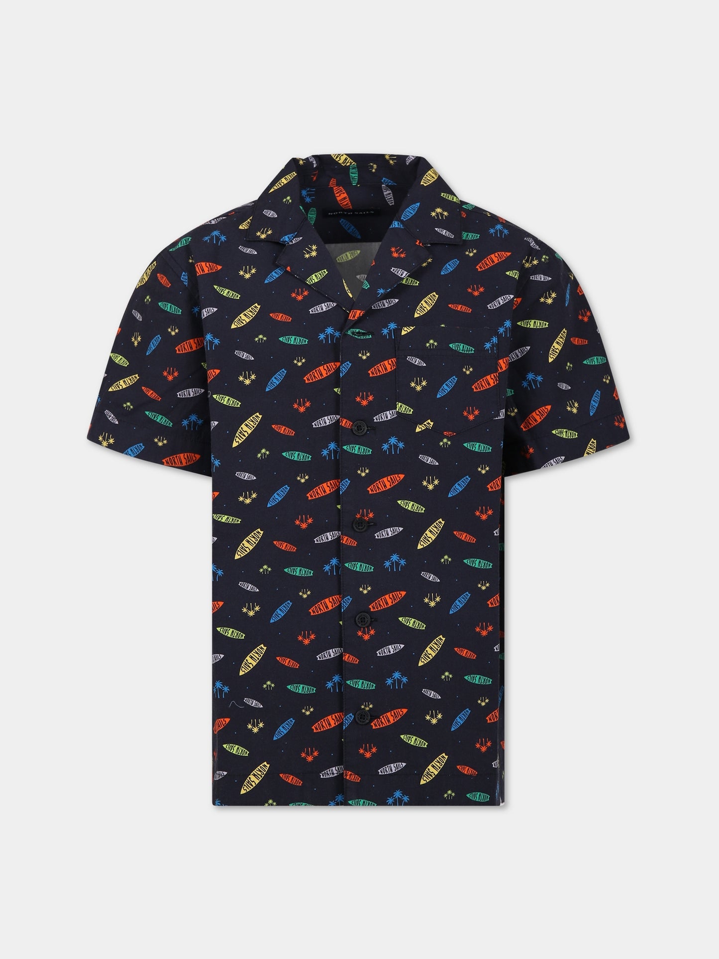 Camicia multicolor per bambino con logo all-over,North Sails,764144 000 C001