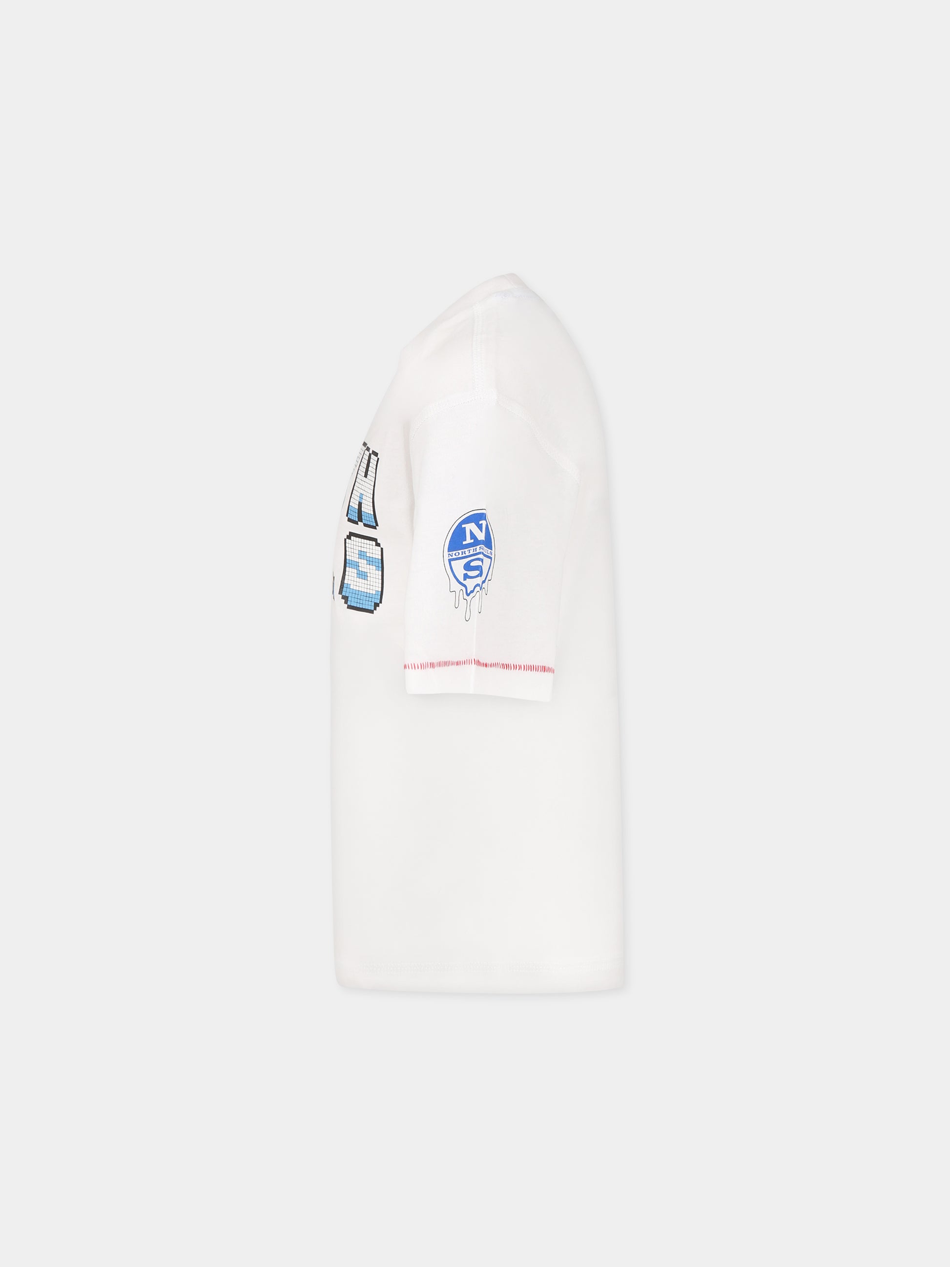 T-shirt bianca per bambino con logo,North Sails,795056 000 C002