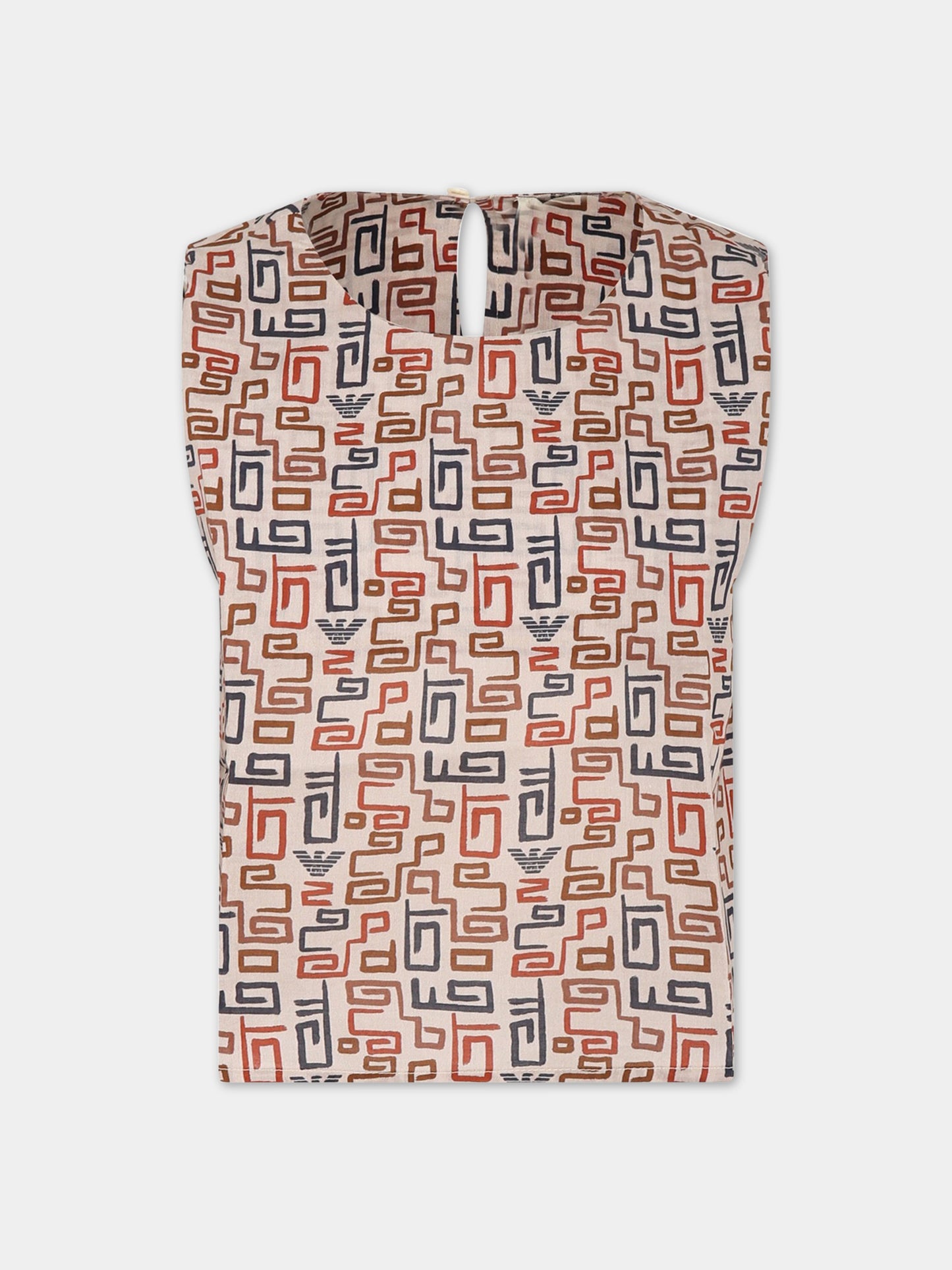 T-shirt avorio per bambina con logo,Armani Junior,3R3H02 1NS9Z F184