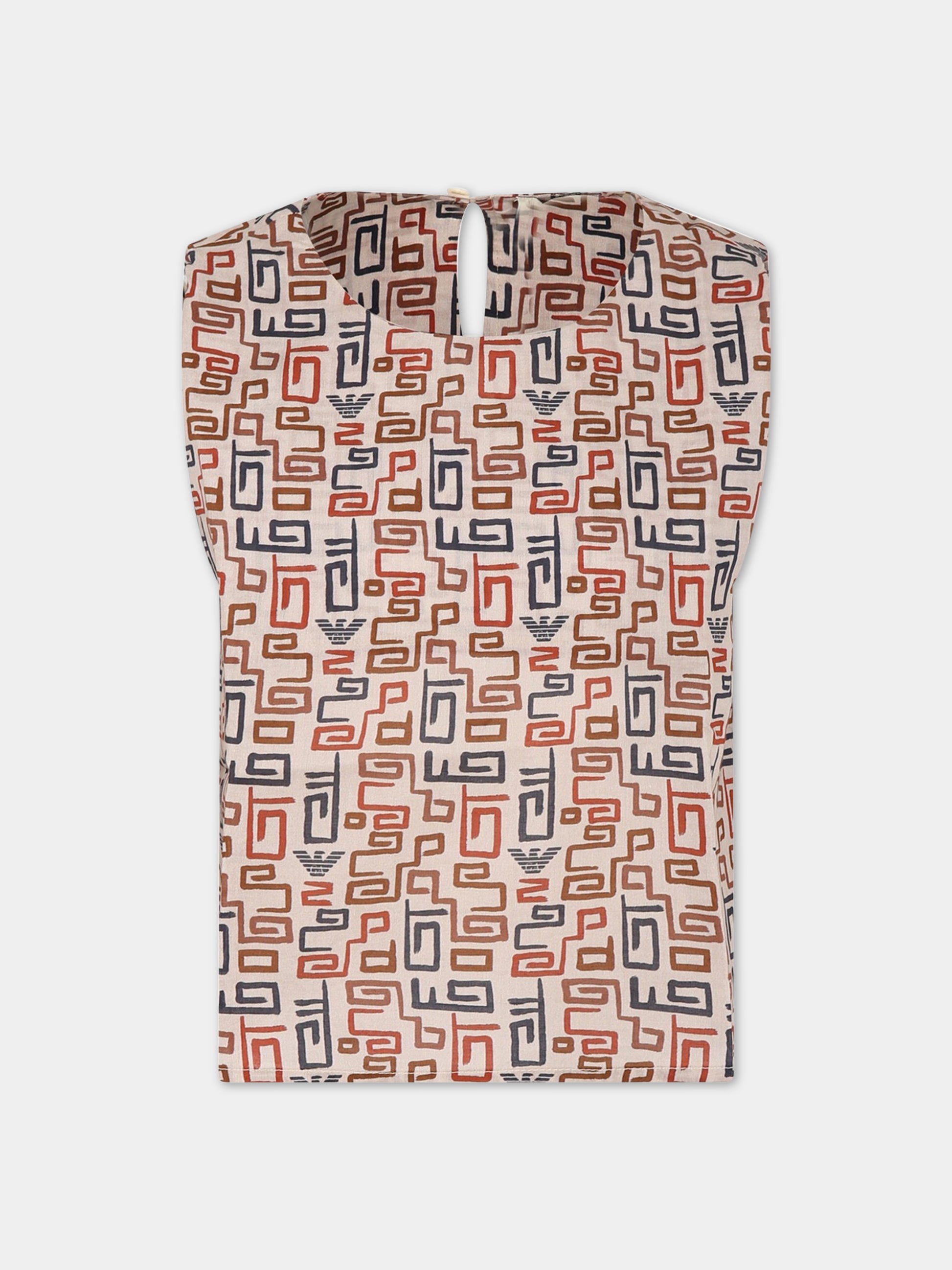 T-shirt avorio per bambina con logo,Armani Junior,3R3H02 1NS9Z F184