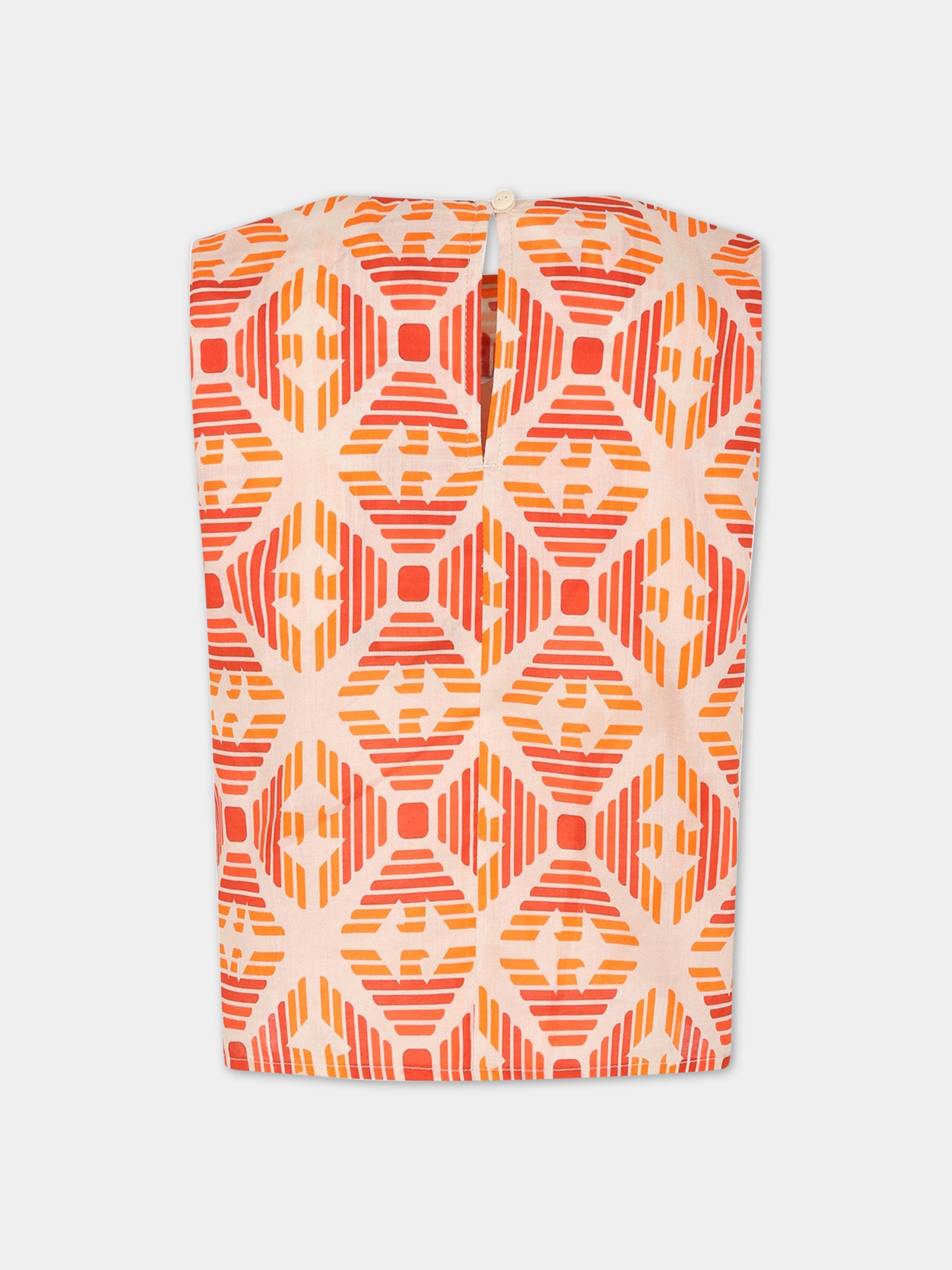 T-shirt avorio per bambina con logo,Armani Junior,3R3H02 1NS9Z F402