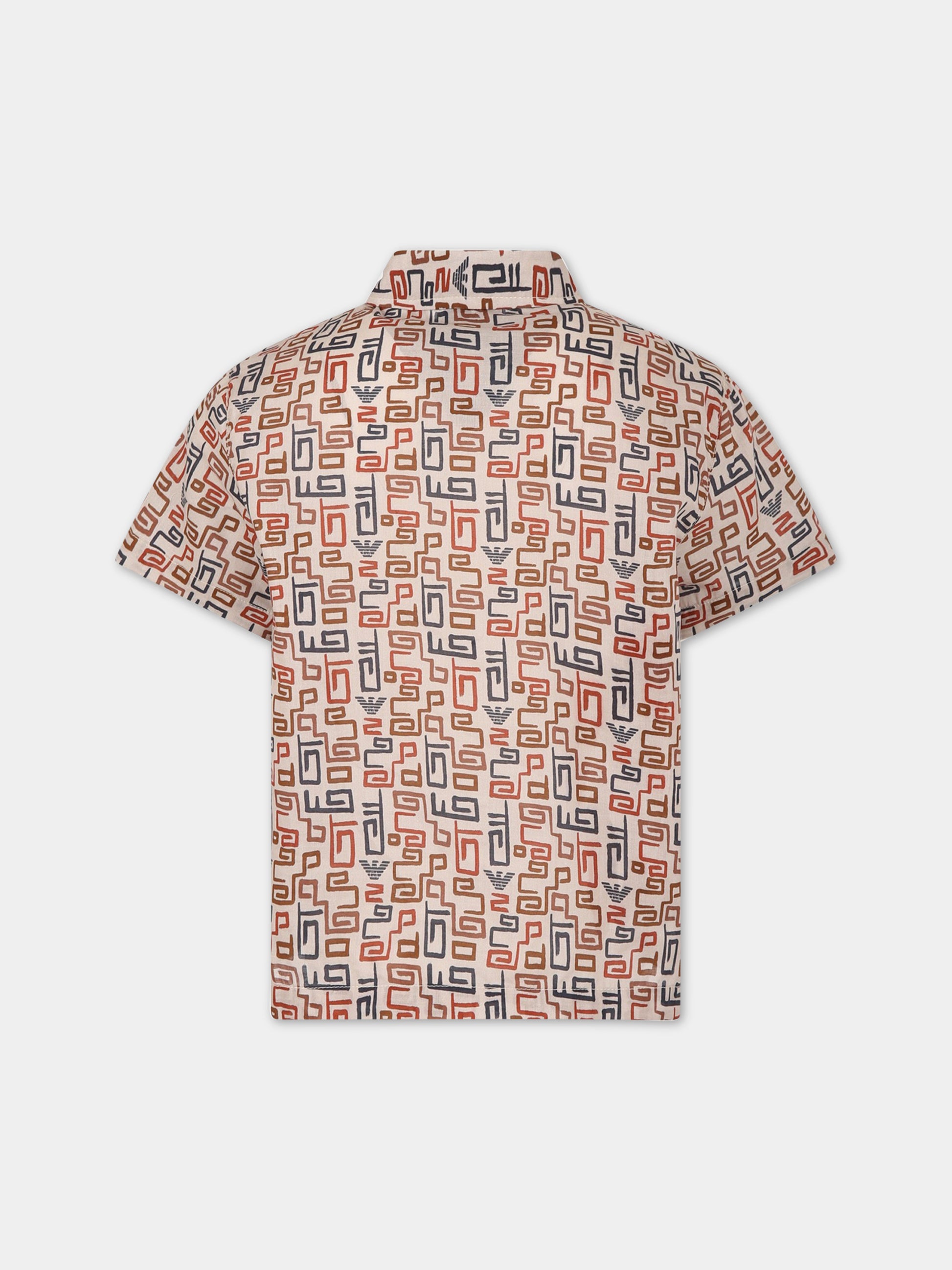 Camicia avorio per bambino con logo,Armani Junior,3R4C6D 1NS9Z F184