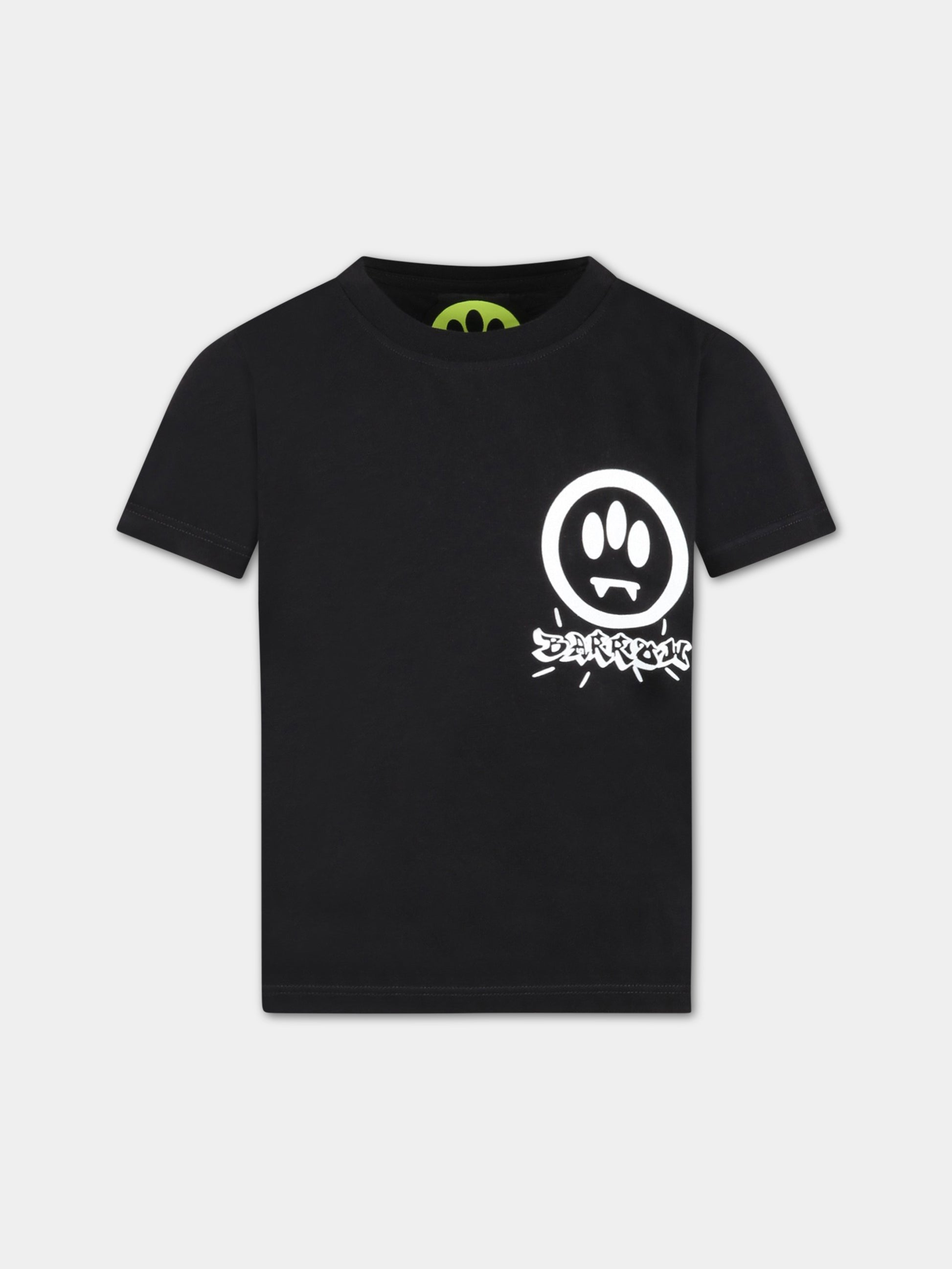 T-shirt nera per bambino con smile e palme,Barrow,033097 110