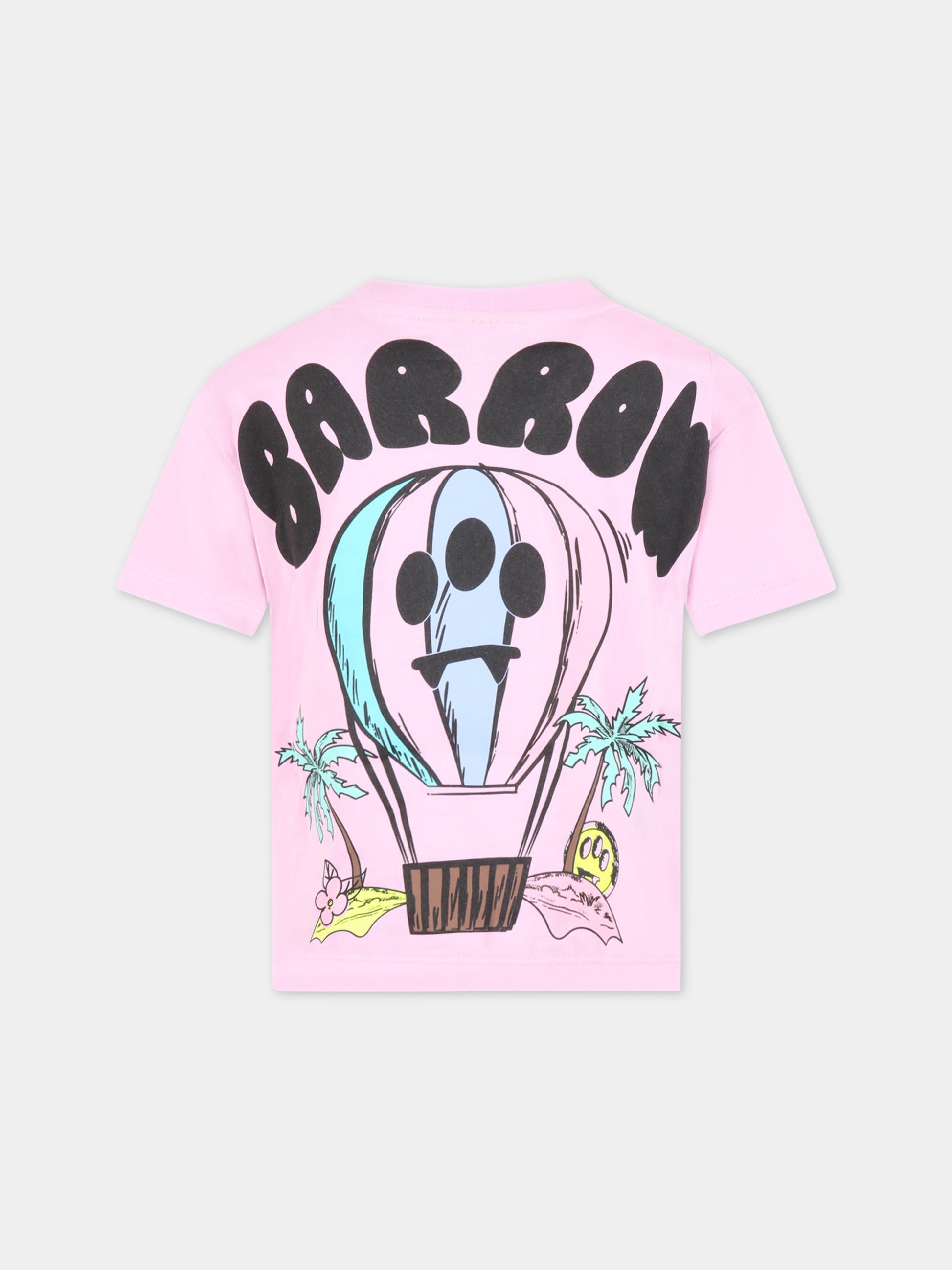 T-shirt rosa per bambina con mongolfiera e logo,Barrow,033106 042