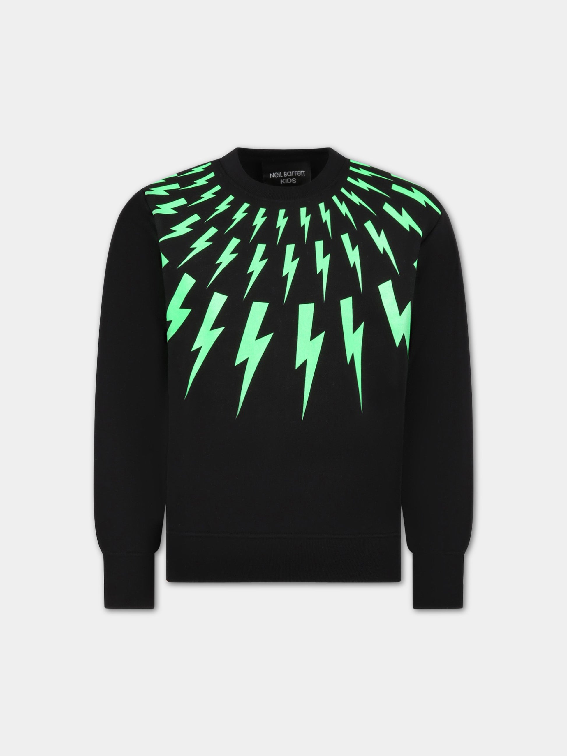 Felpa nera per bambino con iconiche saette,Neil Barrett Kids,033622 110/48