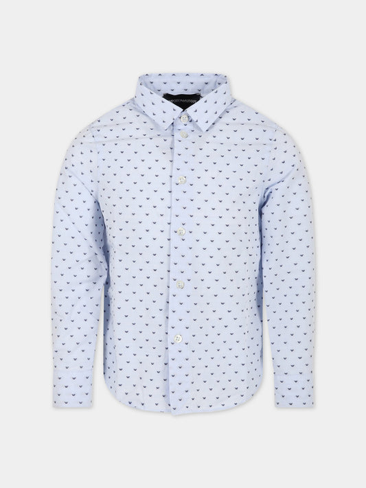 Camicia celeste per bambino con iconici aquilotti,Armani Junior,3R4C86 1K0BZ F747