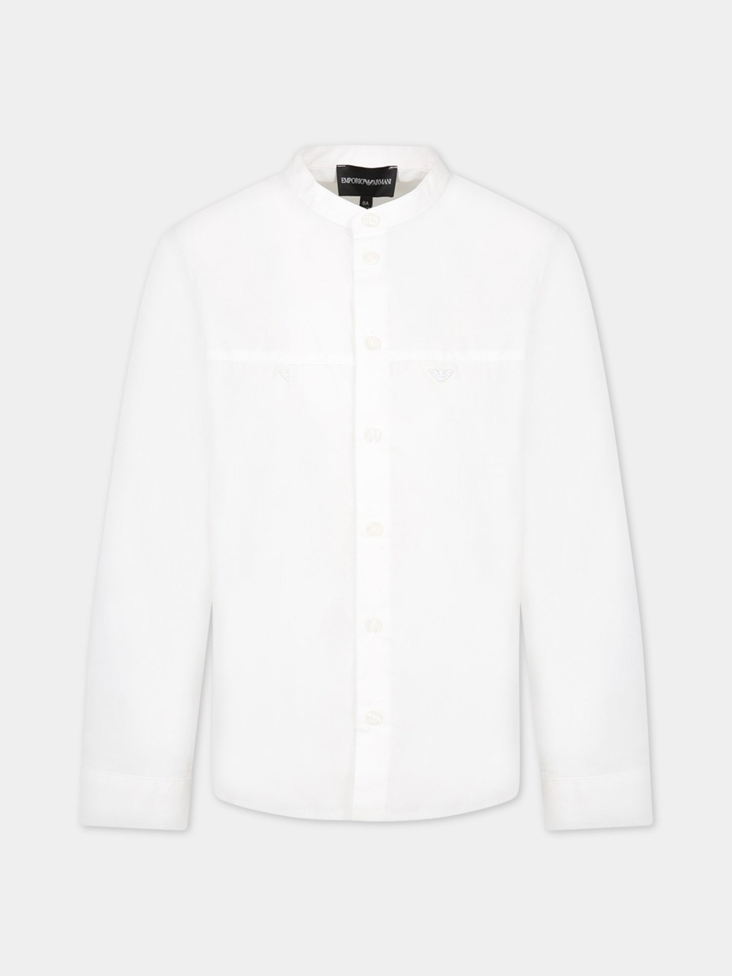 Camicia bianca per bambino con iconico aquilotto,Armani Junior,3R4CJD 1NVZZ 0100