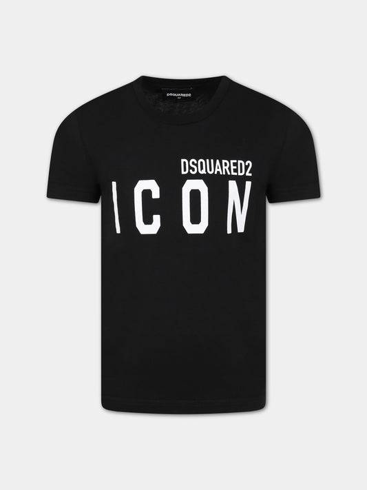 T-shirt nera per bambino con logo,Dsquared2,DQ1359 D00MV DQ900