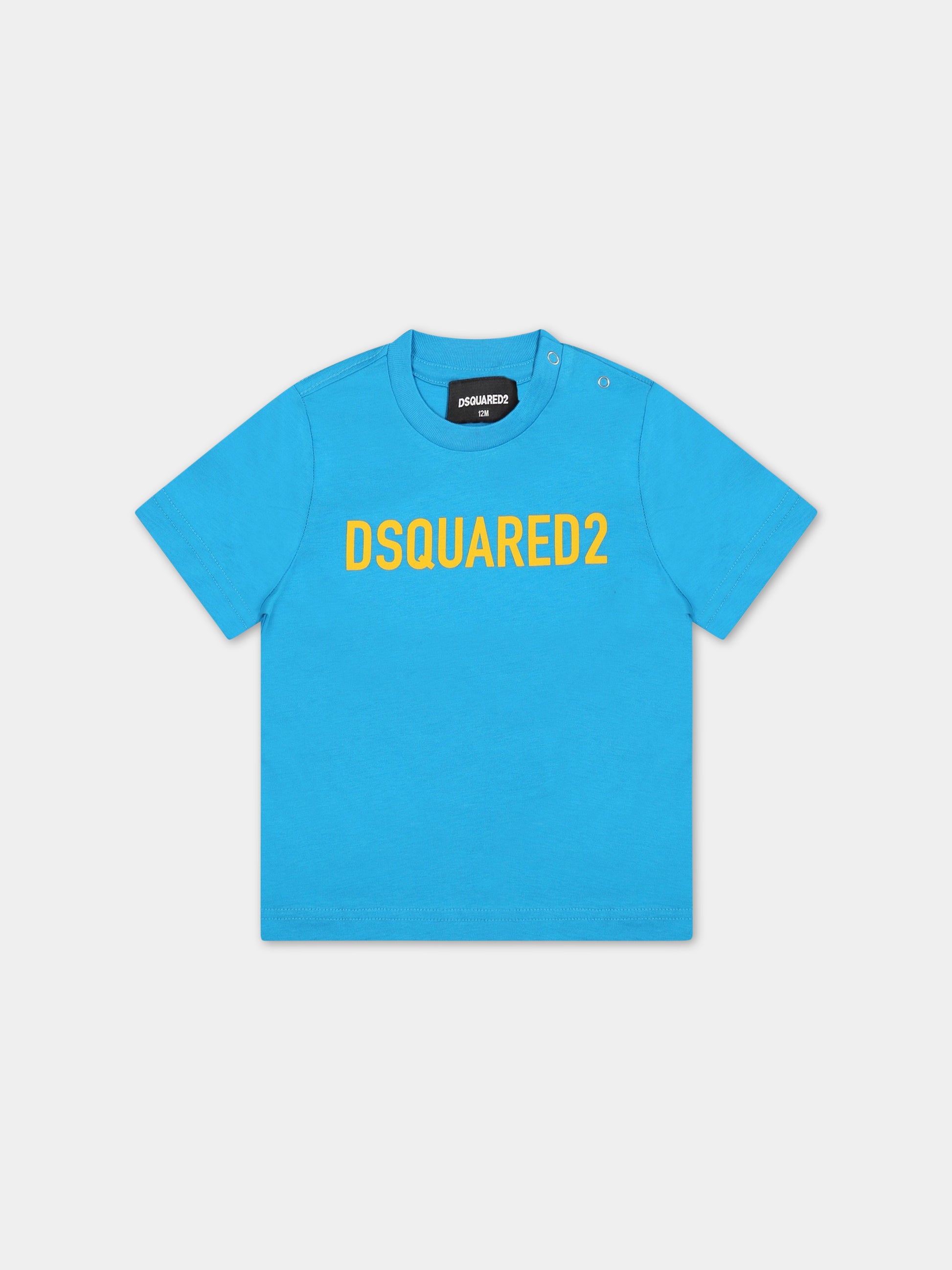 T-shirt azzurra per neonato con logo,Dsquared2,DQ1781 D0A4C DQ817