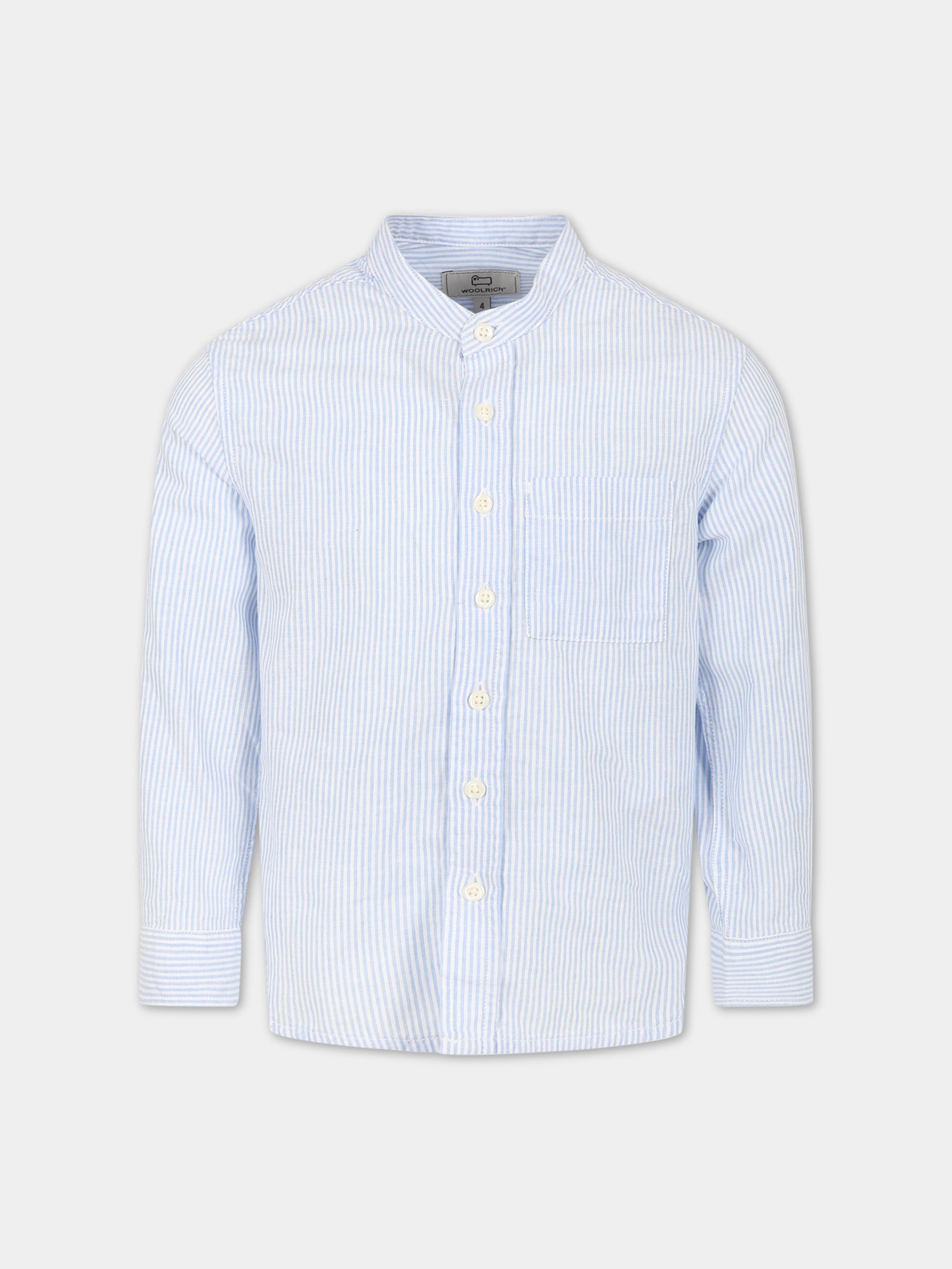 Camicia celeste per bambino con logo,Woolrich Kids,CFWKSI0059MRUT3377 3145