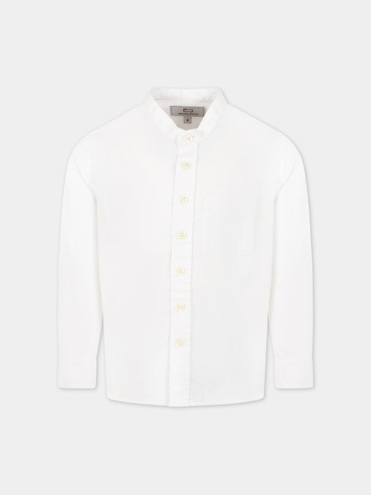 Camicia bianco per bambino con logo,Woolrich Kids,CFWKSI0059MRUT3377 8270